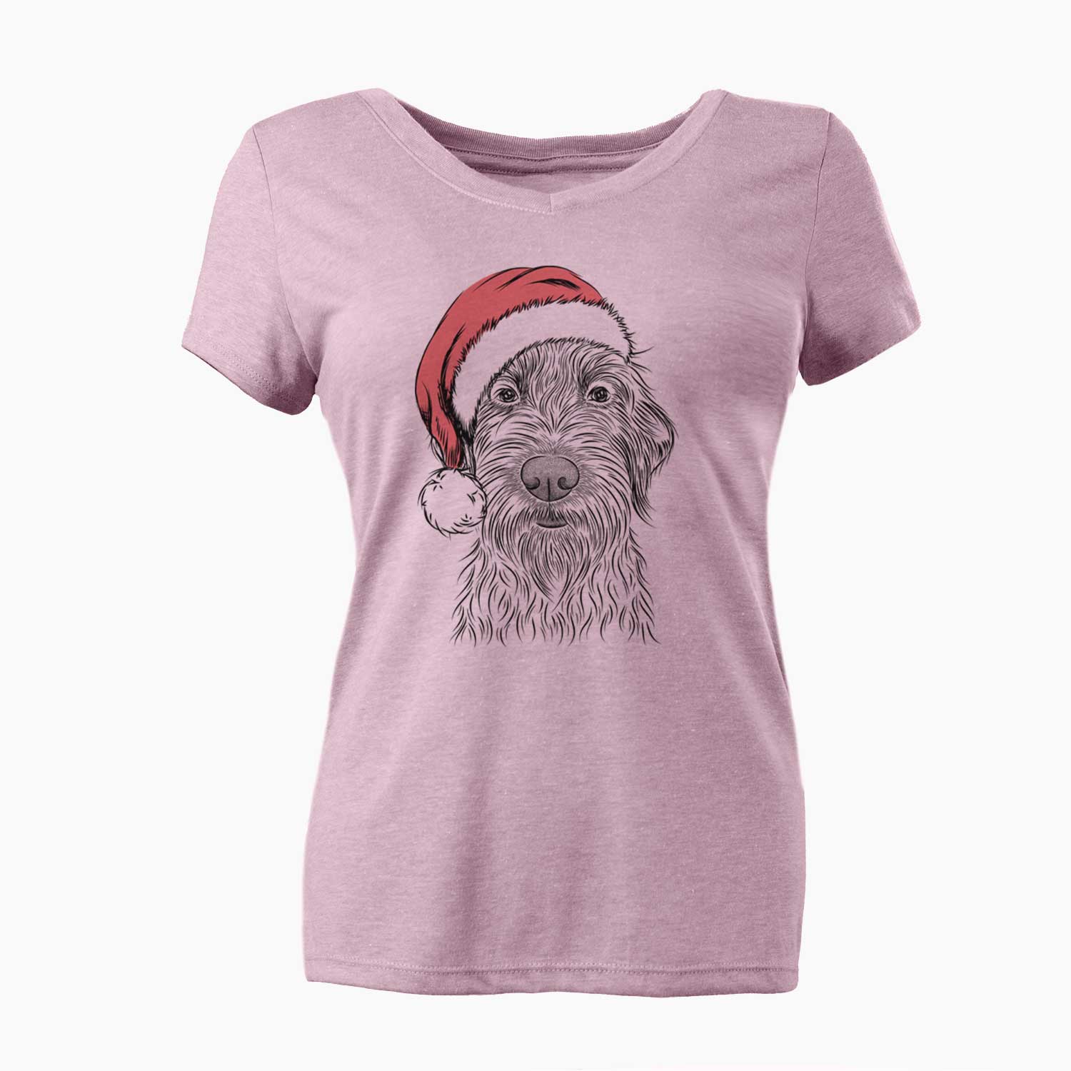 Santa Wilkins the Wirehaired Pointing Griffon - Women's V-neck Shirt