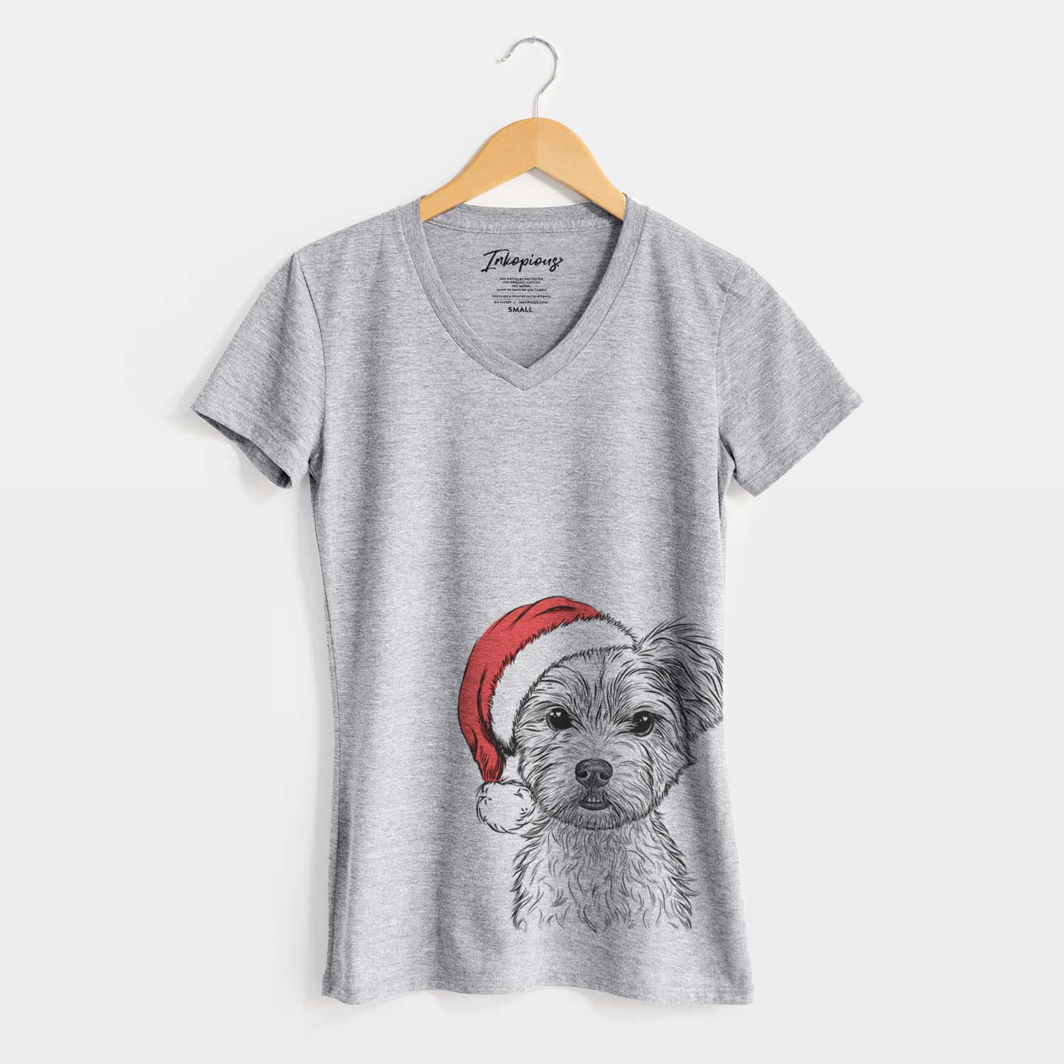 Santa William Mitchell Newman the Yorkshire Terrier - Women's V-neck Shirt