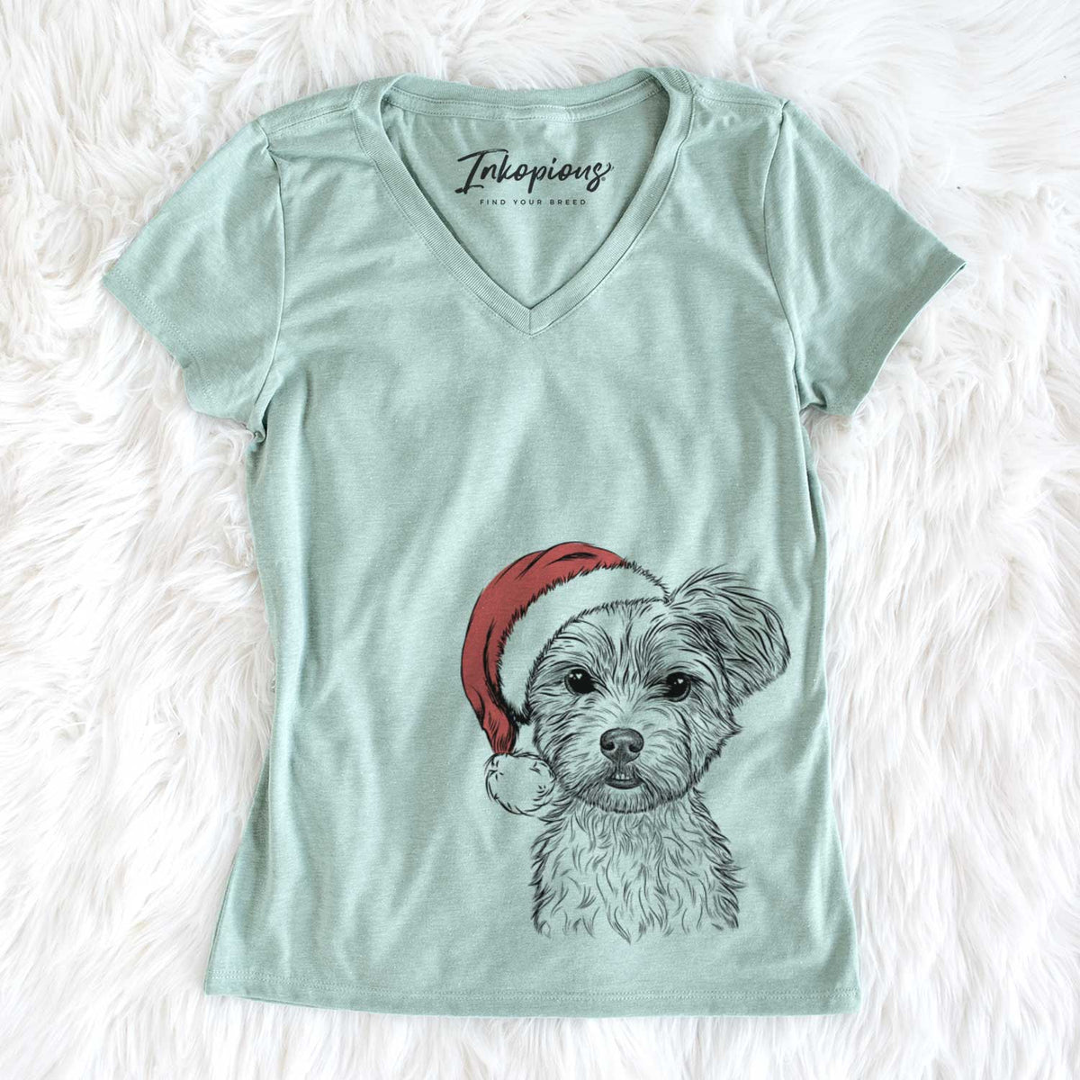 Santa William Mitchell Newman the Yorkshire Terrier - Women&#39;s V-neck Shirt