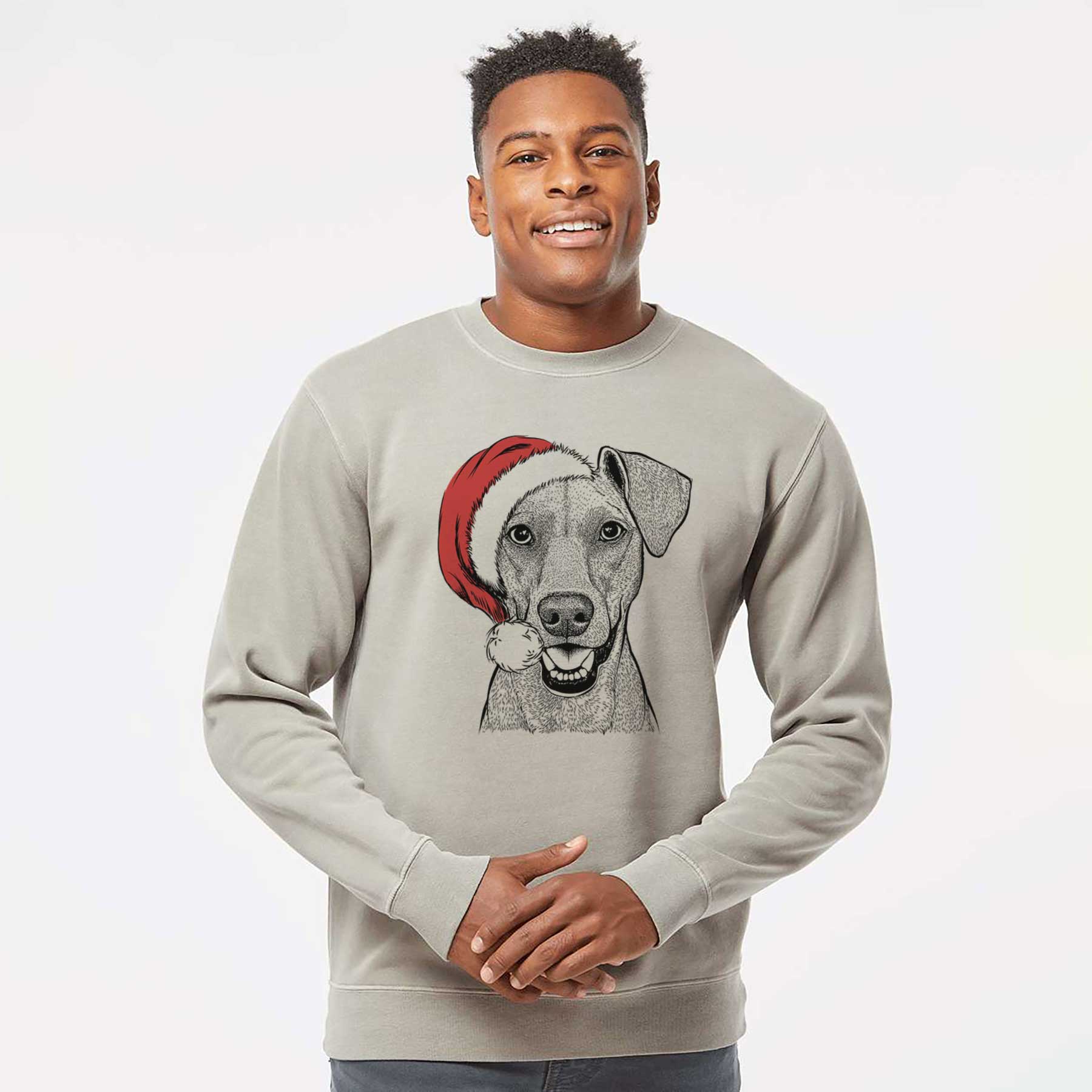 Santa Willow the German Pinscher - Unisex Pigment Dyed Crew Sweatshirt