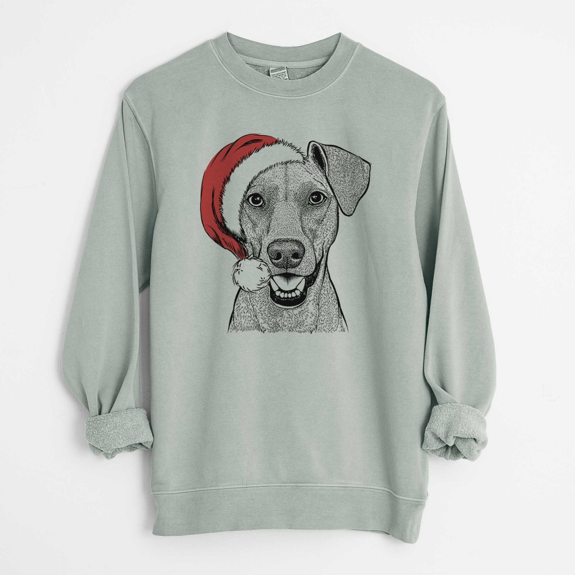 Santa Willow the German Pinscher - Unisex Pigment Dyed Crew Sweatshirt