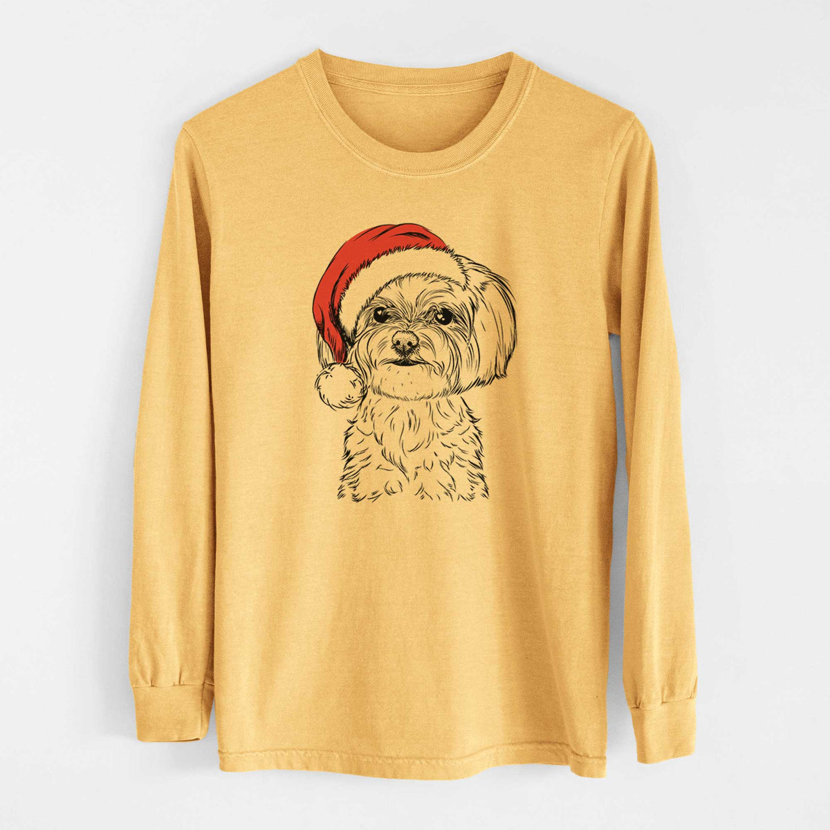 Santa Willow the Maltese - Heavyweight 100% Cotton Long Sleeve