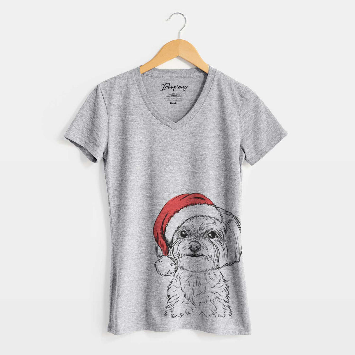 Santa Willow the Maltese - Women's V-neck Shirt