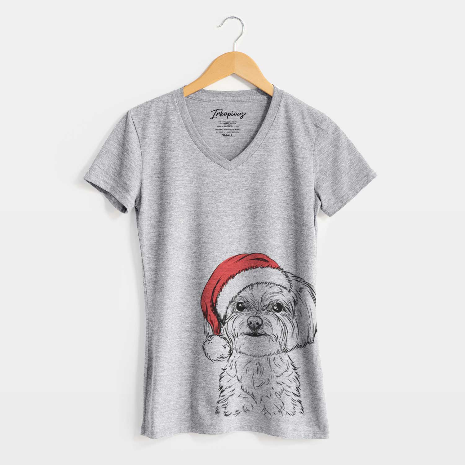 Santa Willow the Maltese - Women's V-neck Shirt