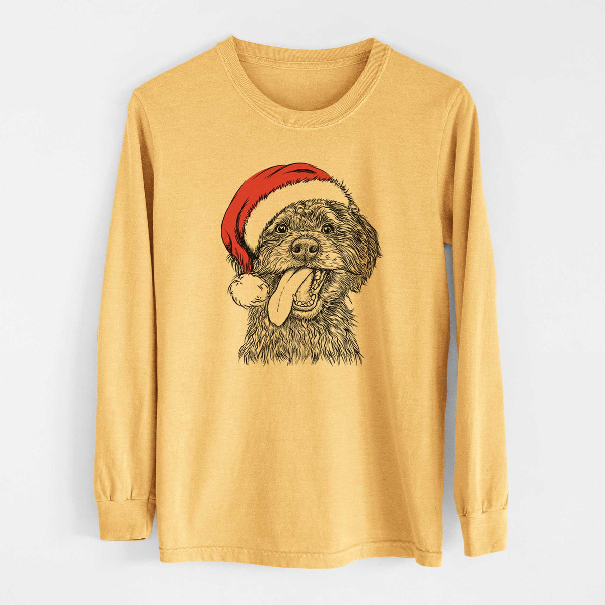 Santa Winnie the Mini Aussiedoodle - Heavyweight 100% Cotton Long Sleeve