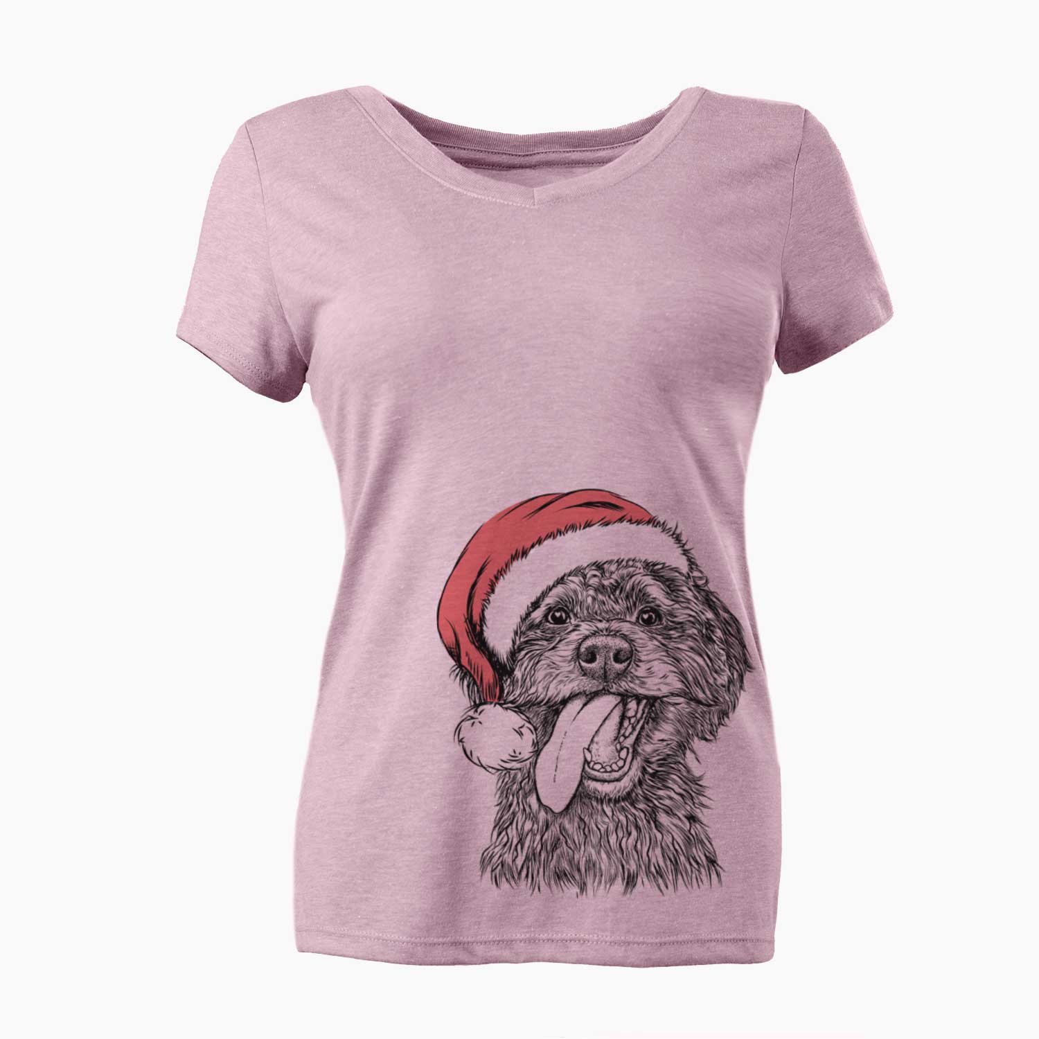 Santa Winnie the Mini Aussiedoodle - Women's V-neck Shirt