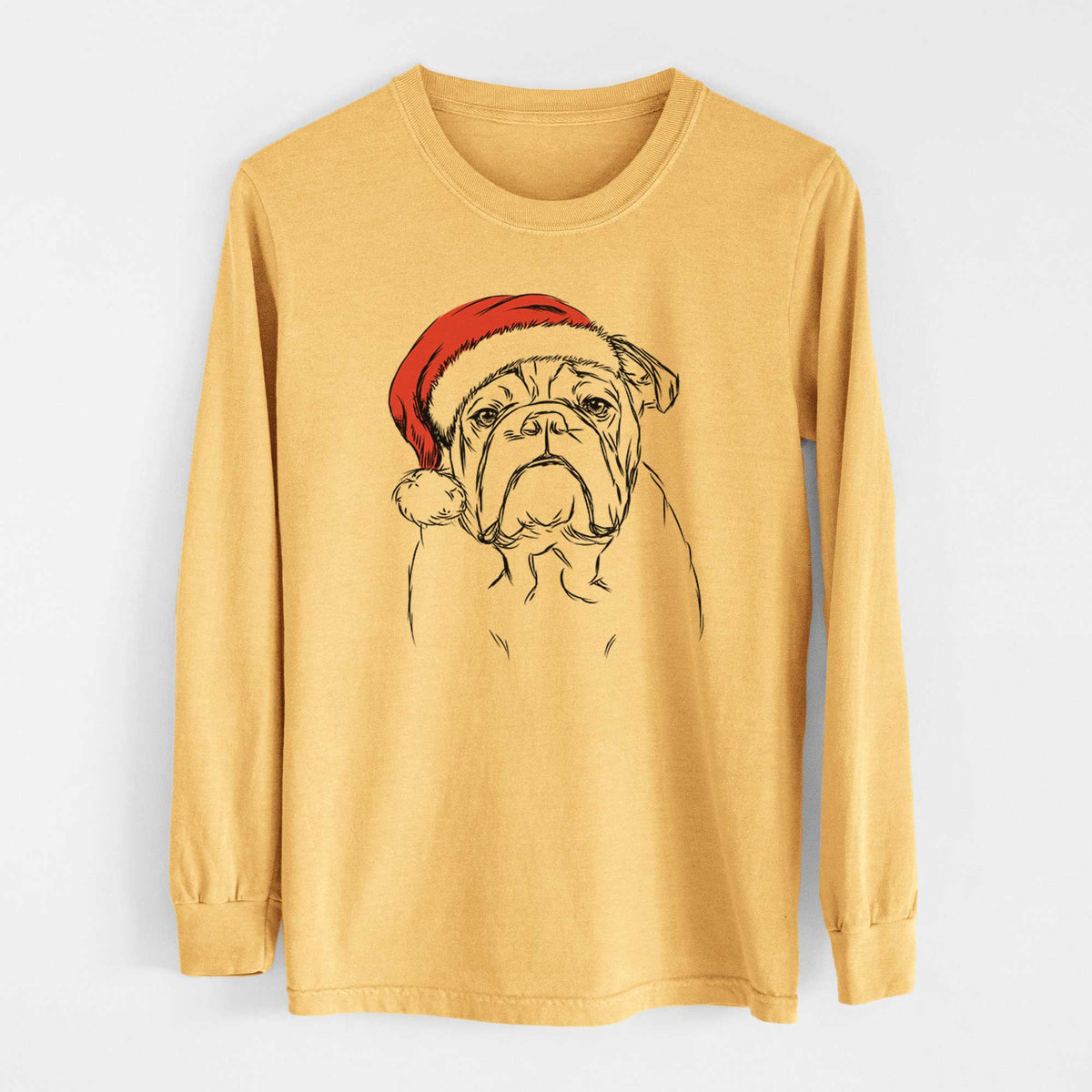 Santa Winston the English Bulldog - Heavyweight 100% Cotton Long Sleeve