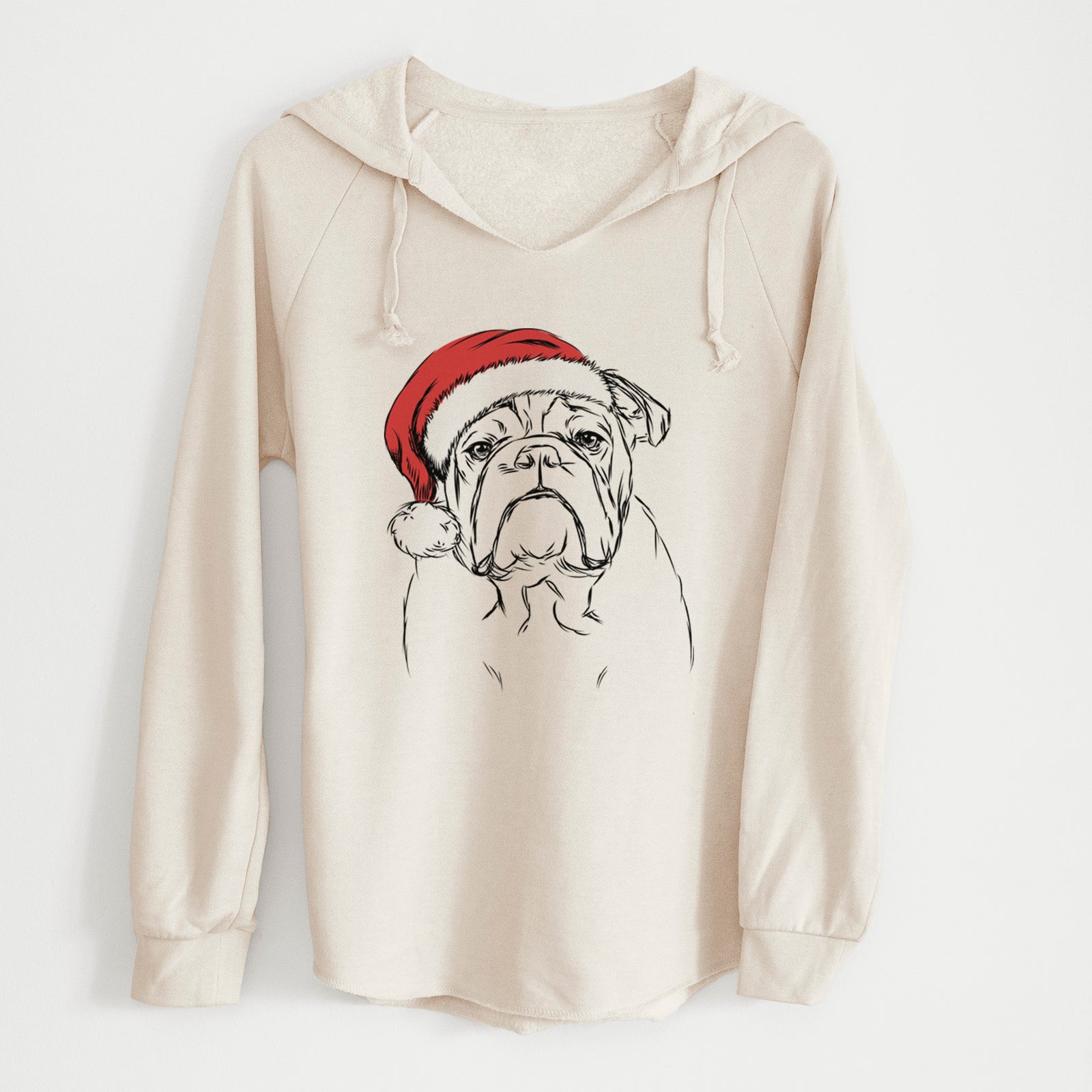 Santa Winston the English Bulldog - Cali Wave Hooded Sweatshirt