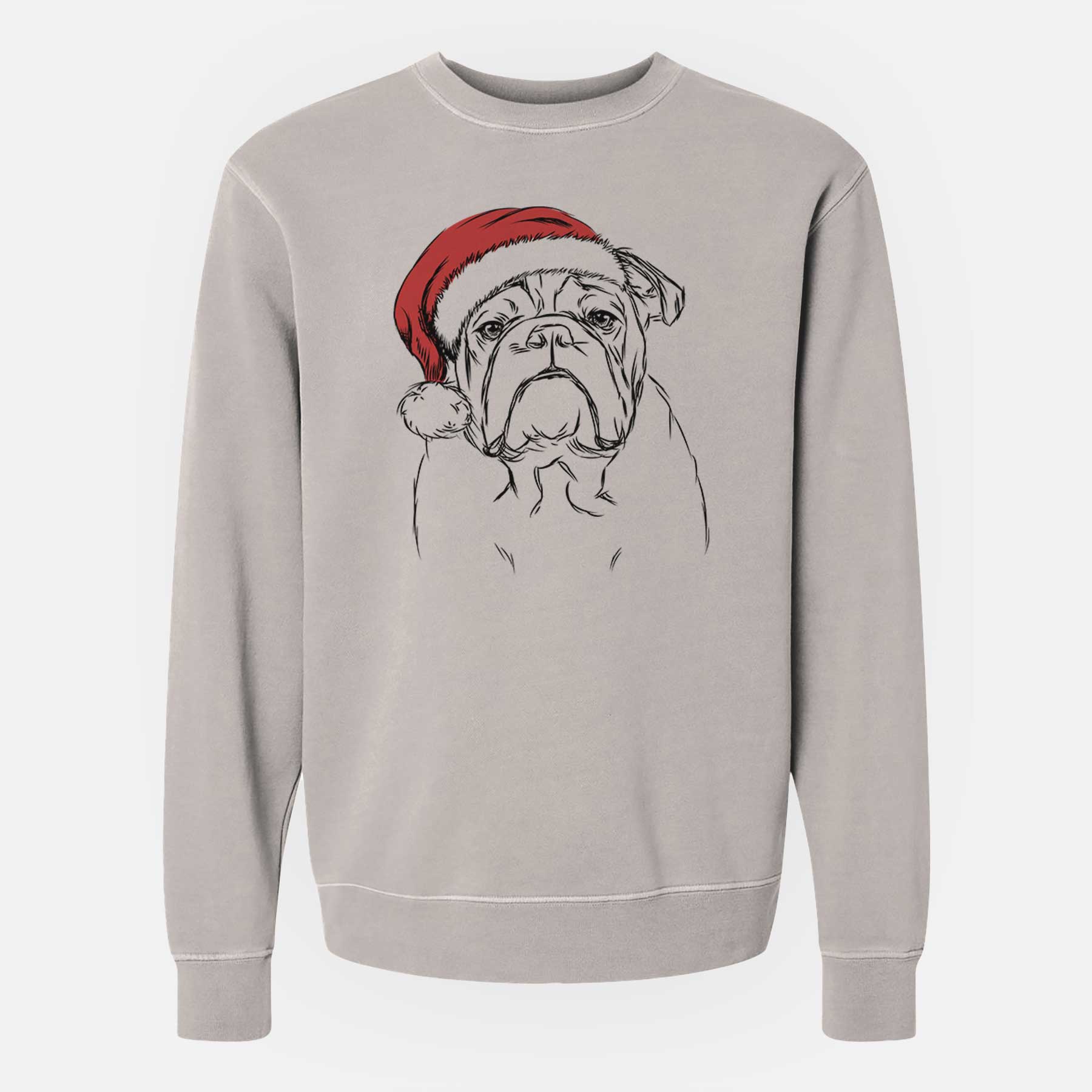 Santa Winston the English Bulldog - Unisex Pigment Dyed Crew Sweatshirt