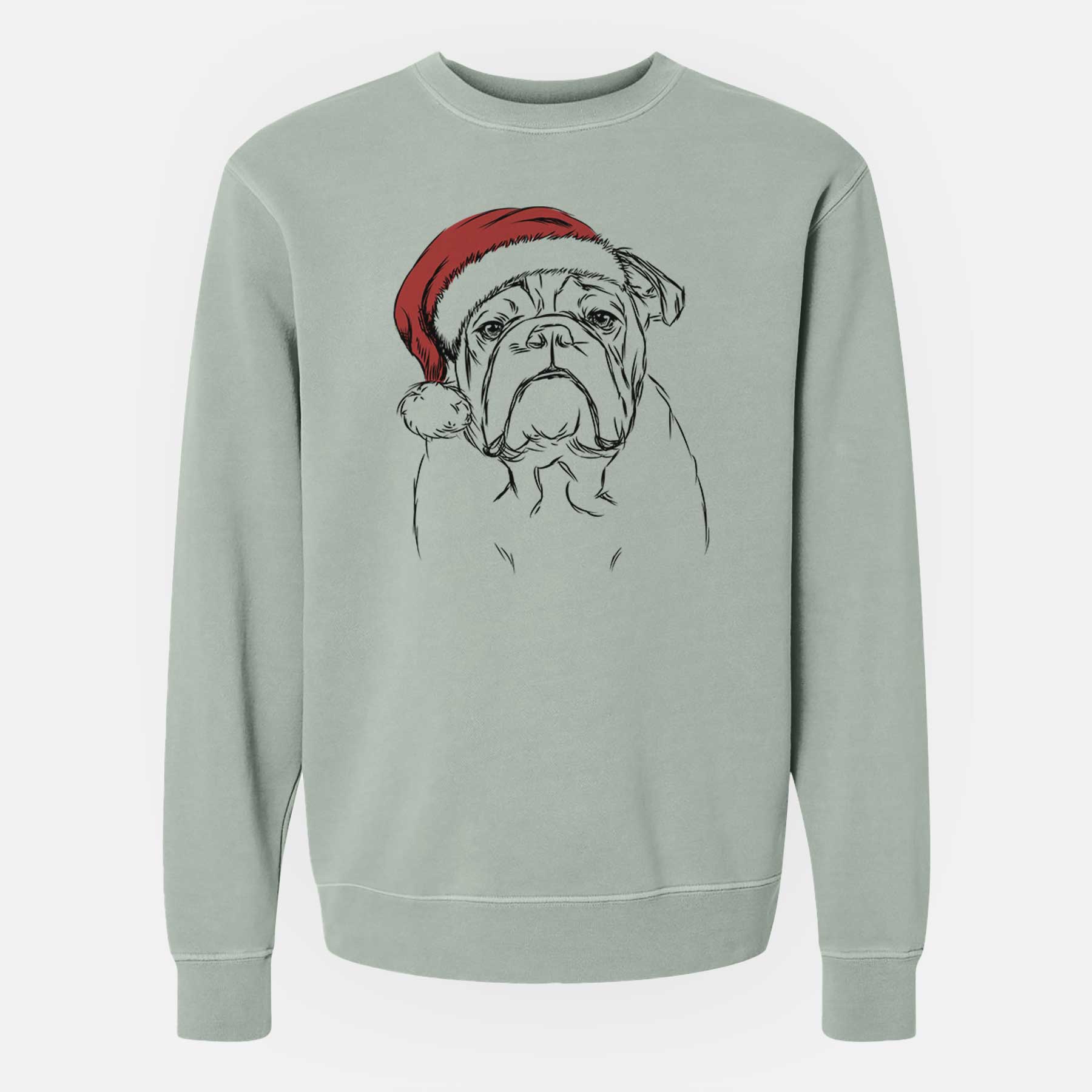 Santa Winston the English Bulldog - Unisex Pigment Dyed Crew Sweatshirt