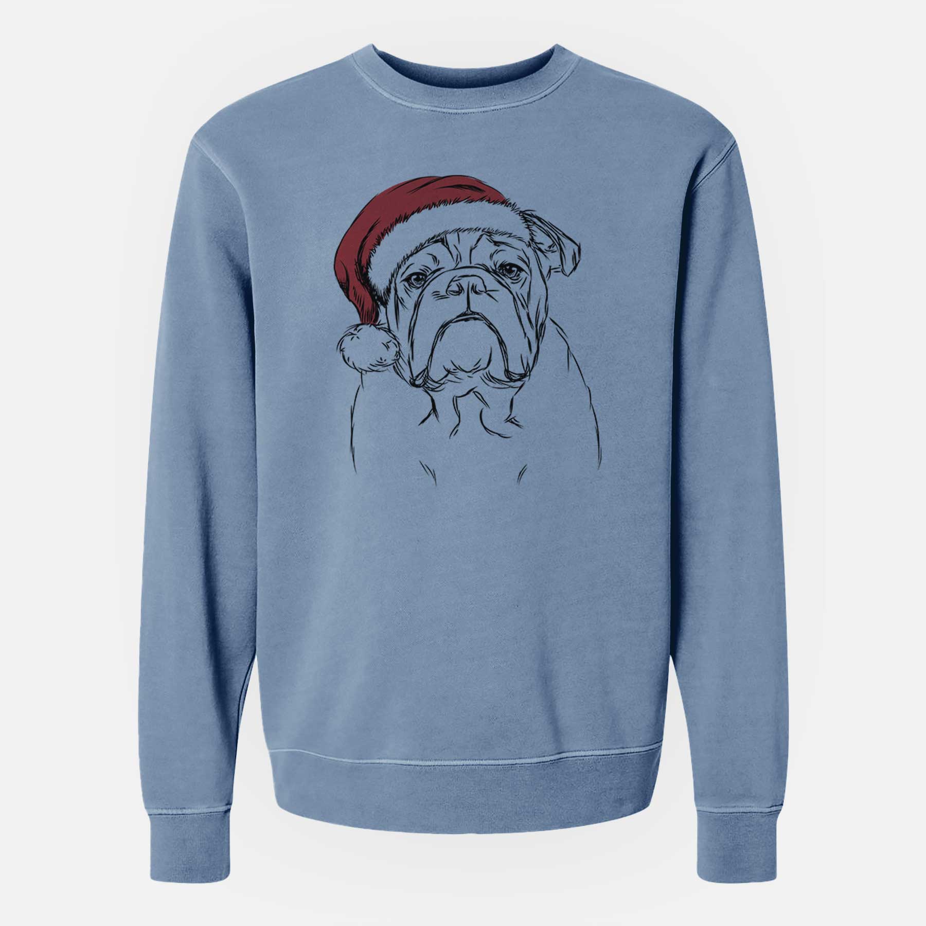 Santa Winston the English Bulldog - Unisex Pigment Dyed Crew Sweatshirt