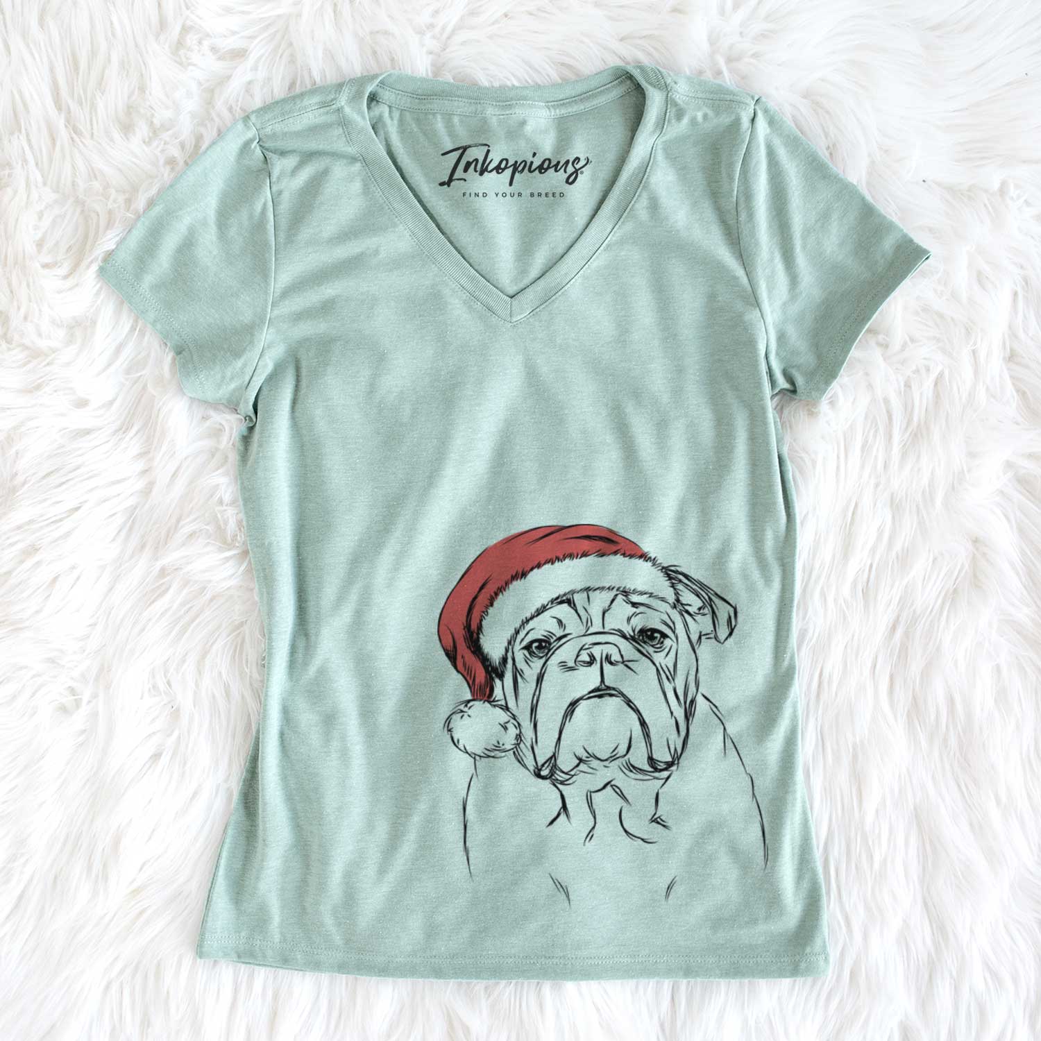 Winston the English Bulldog - Women's V-neck Shirt