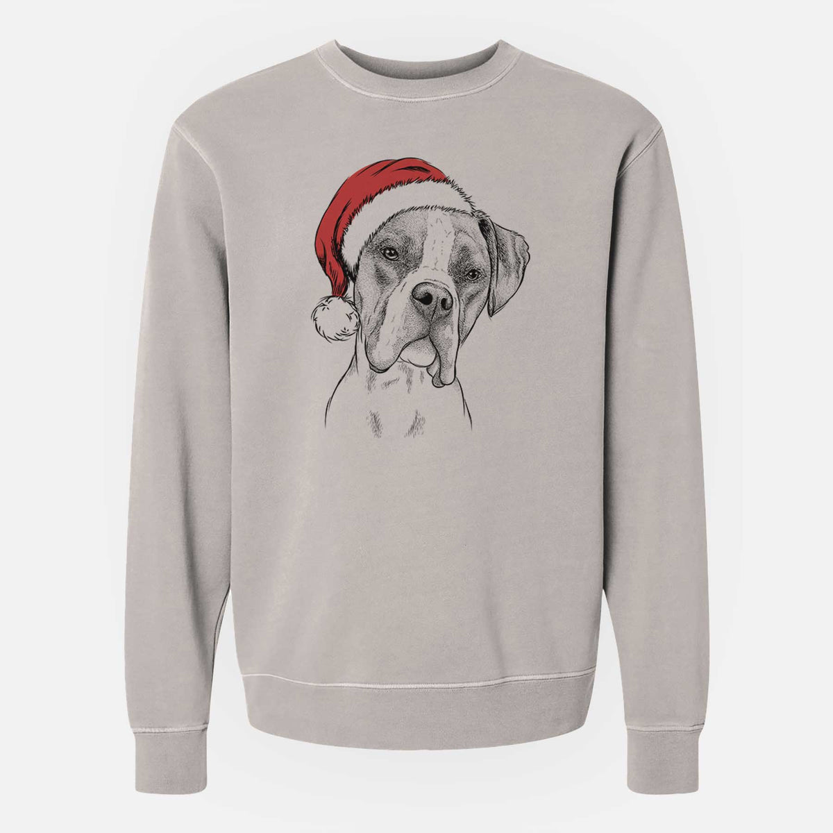 Santa Winston the Boxer - Unisex Pigment Dyed Crew Sweatshirt