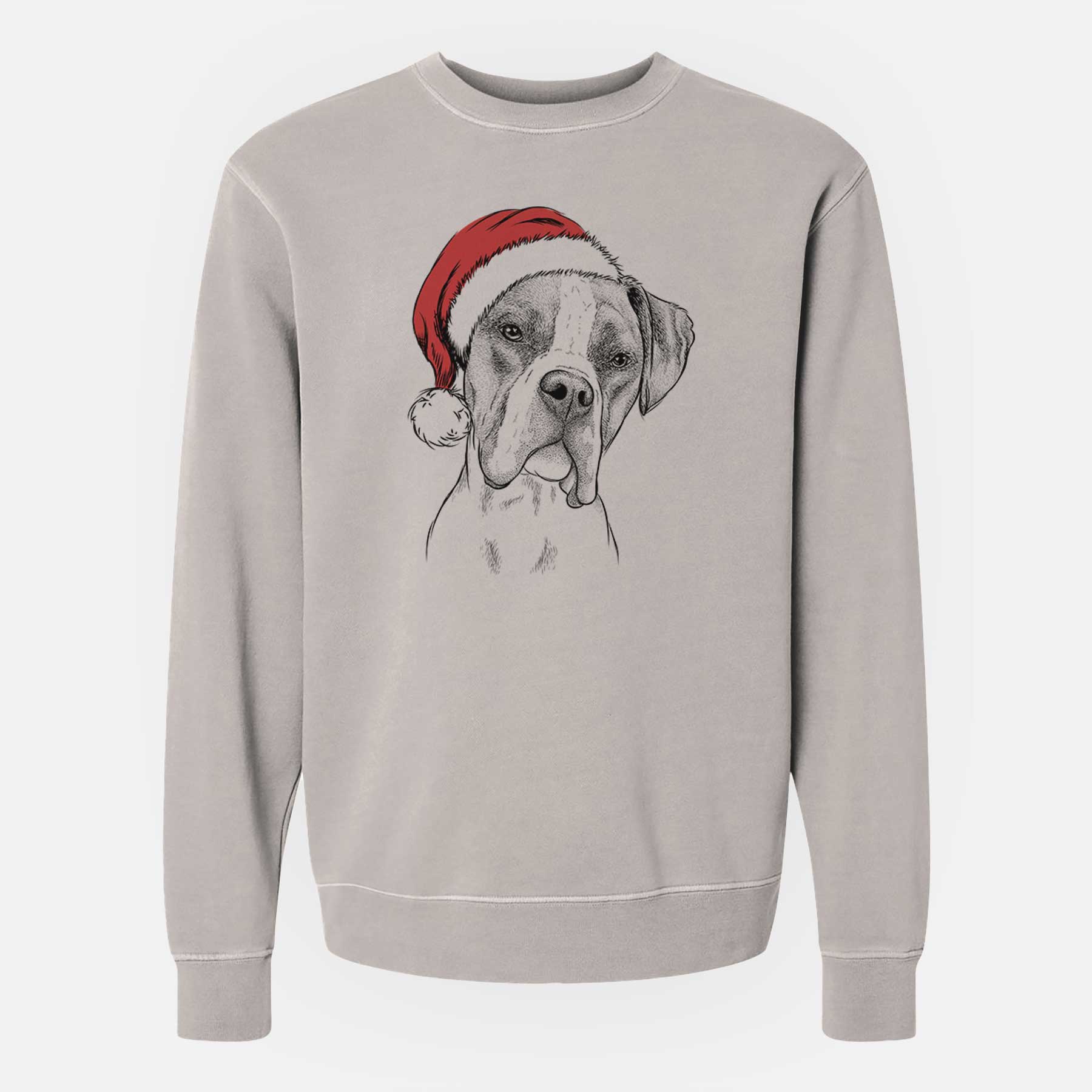 Santa Winston the Boxer - Unisex Pigment Dyed Crew Sweatshirt