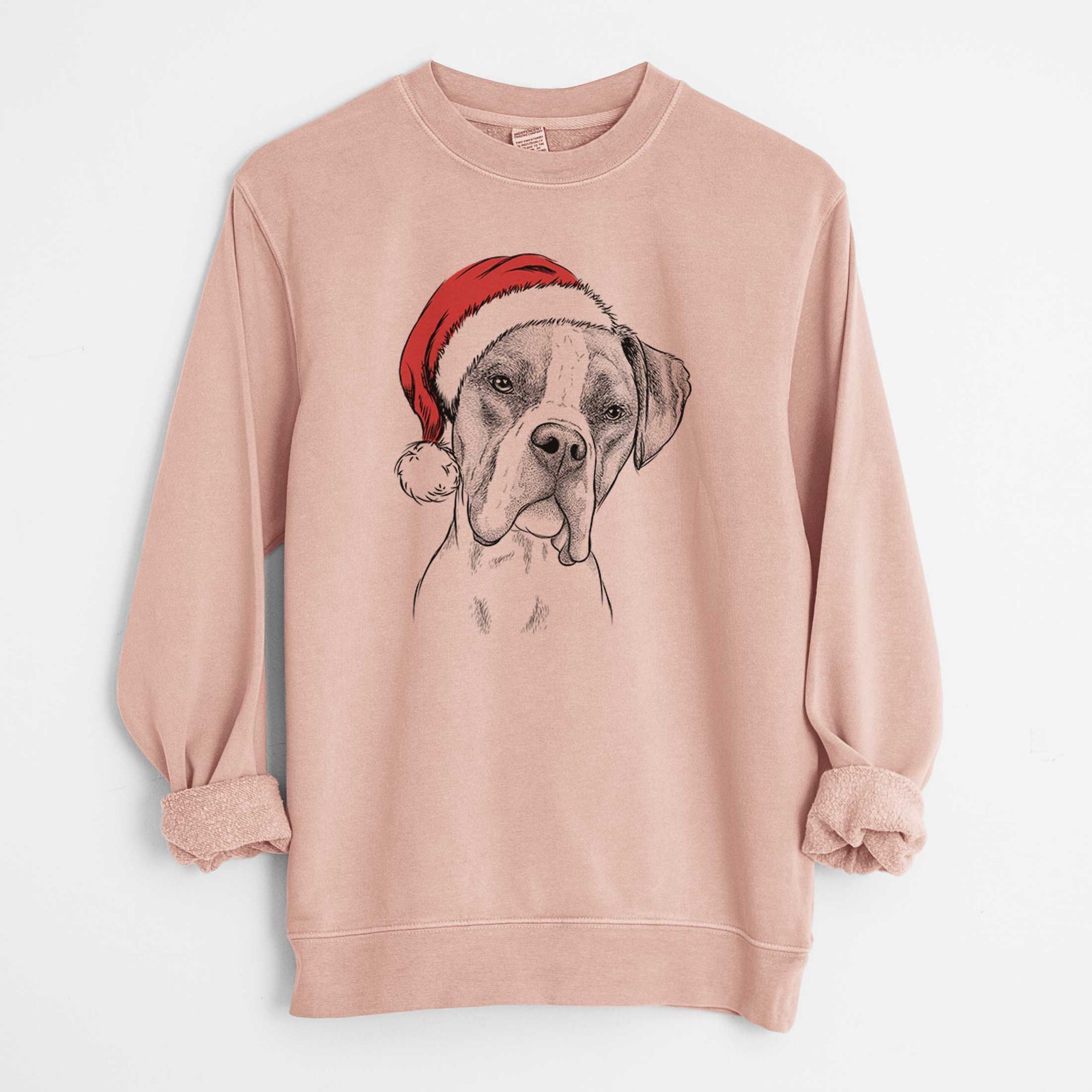 Santa Winston the Boxer - Unisex Pigment Dyed Crew Sweatshirt