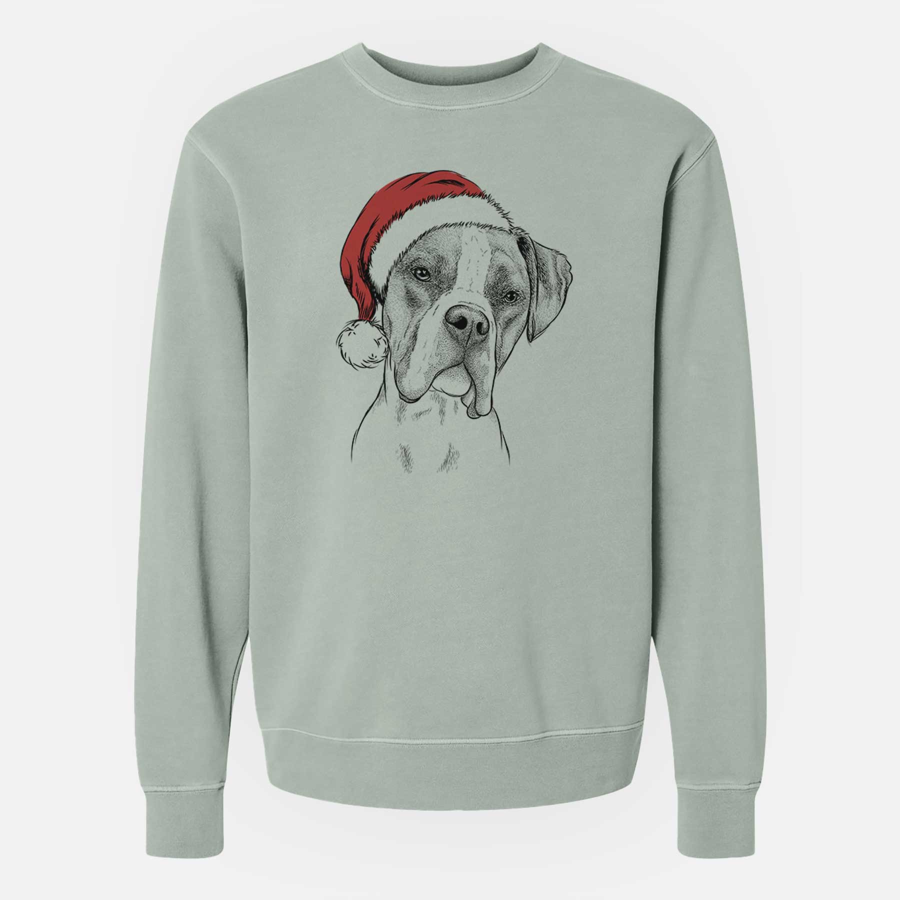 Santa Winston the Boxer - Unisex Pigment Dyed Crew Sweatshirt