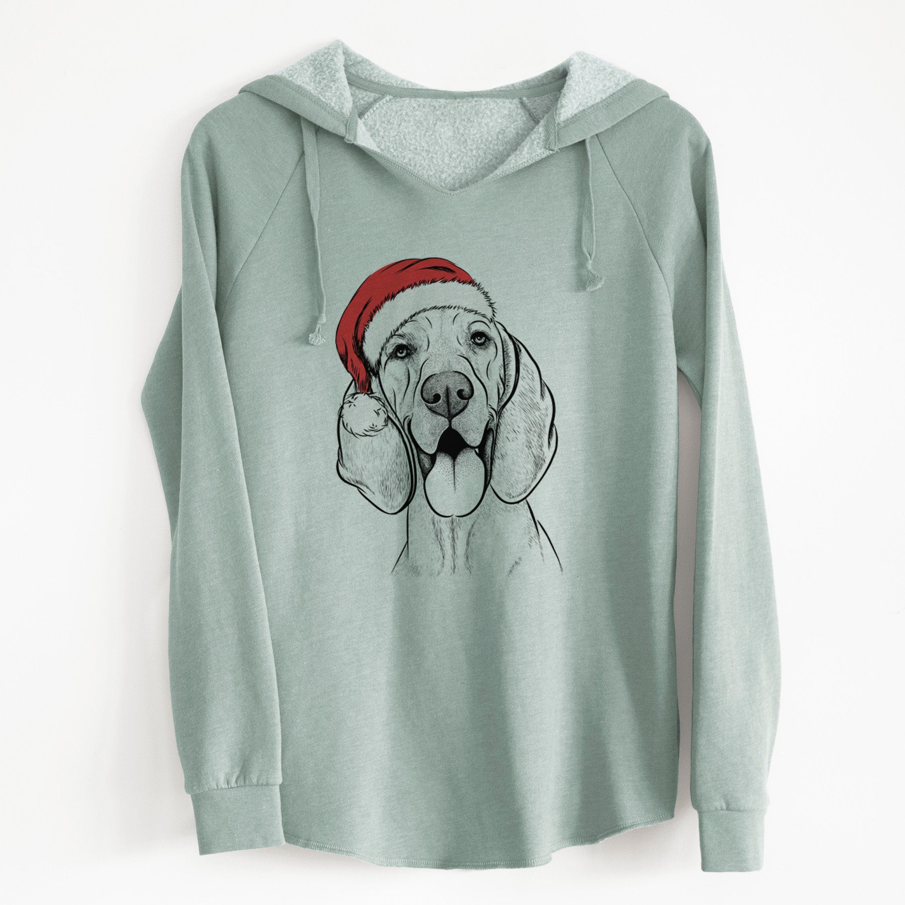 Santa Winston the Redbone Coonhound - Cali Wave Hooded Sweatshirt