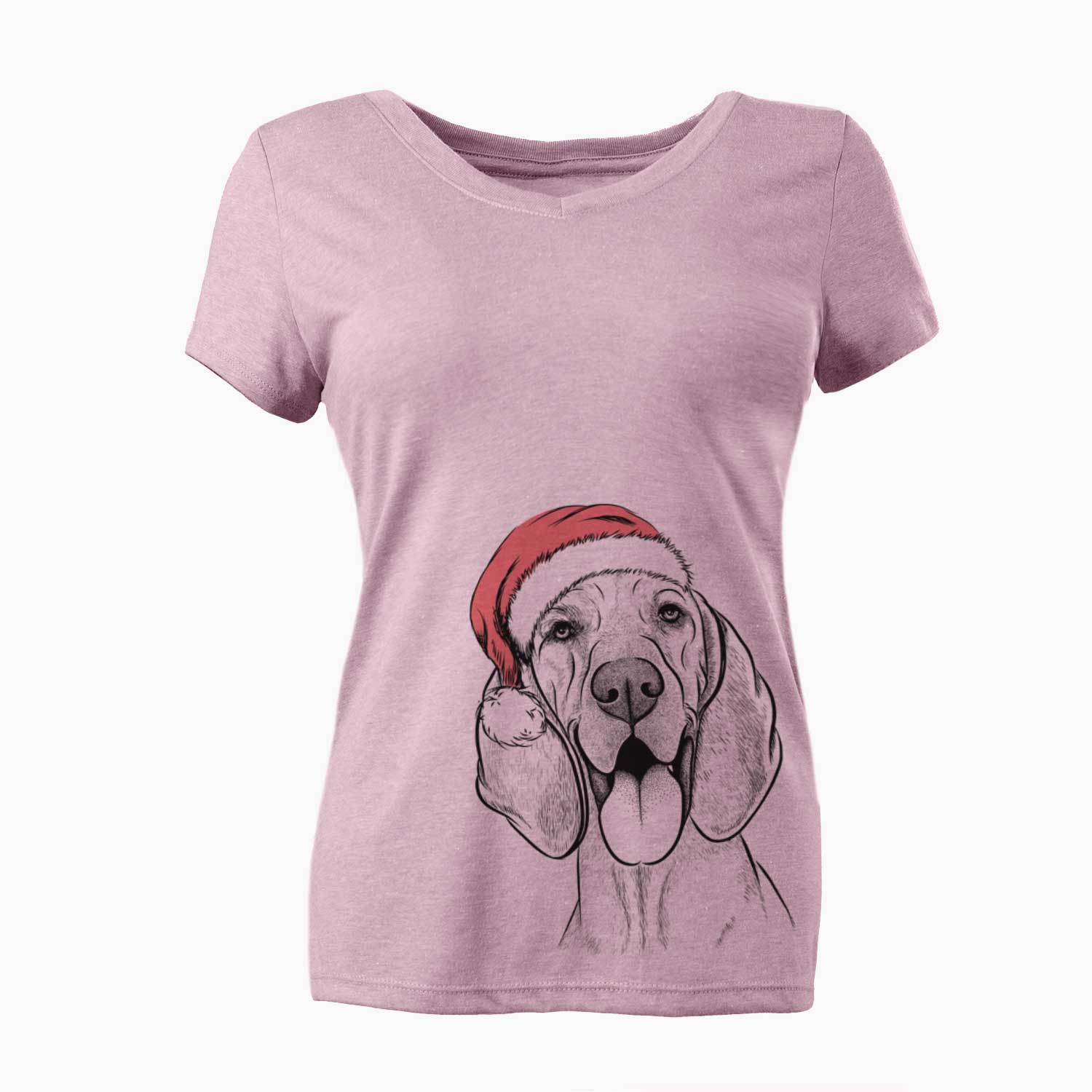 Santa Winston the Redbone Coonhound - Women's V-neck Shirt