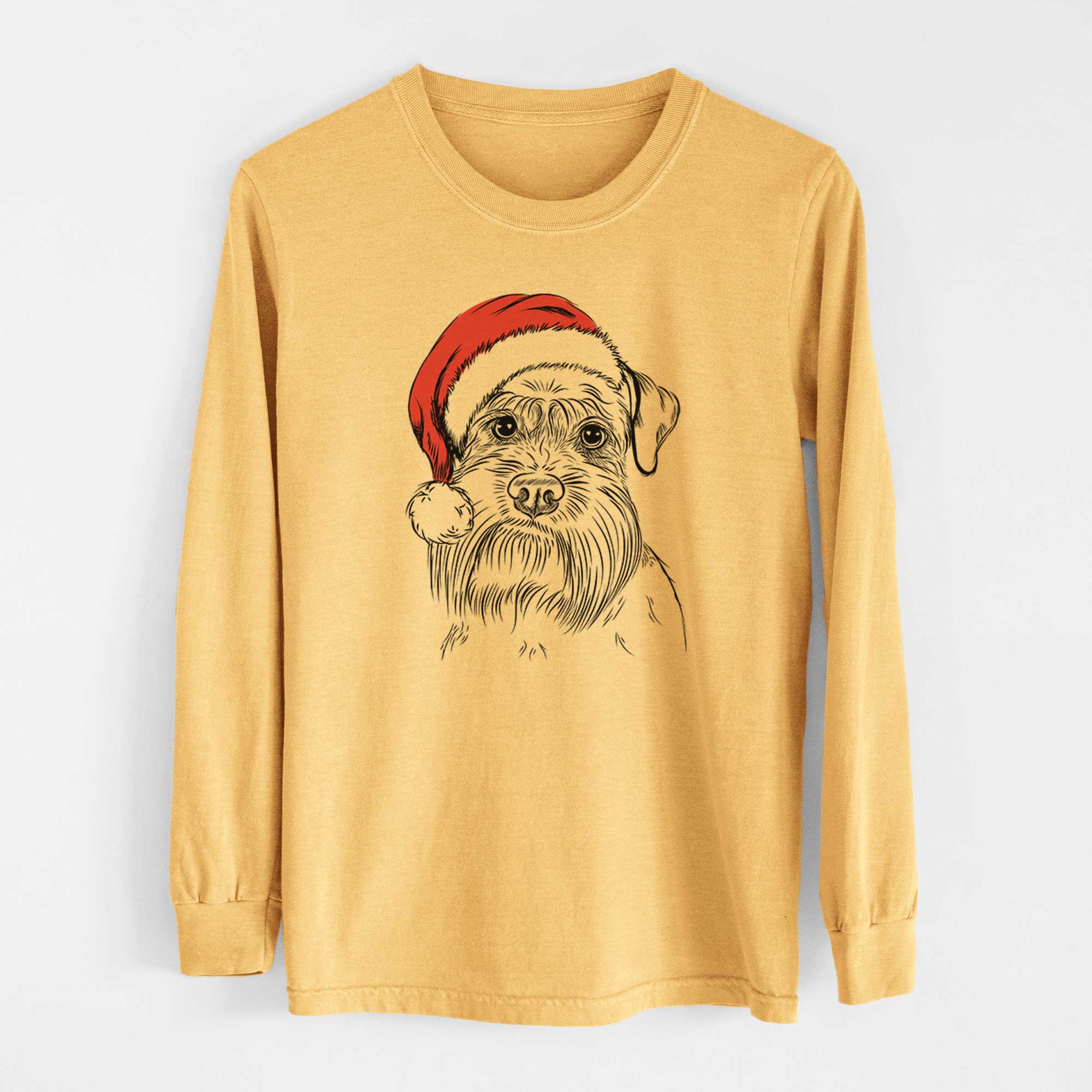 Santa Wrigley the Schnauzer - Heavyweight 100% Cotton Long Sleeve