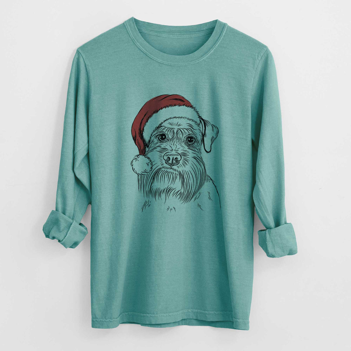 Santa Wrigley the Schnauzer - Heavyweight 100% Cotton Long Sleeve