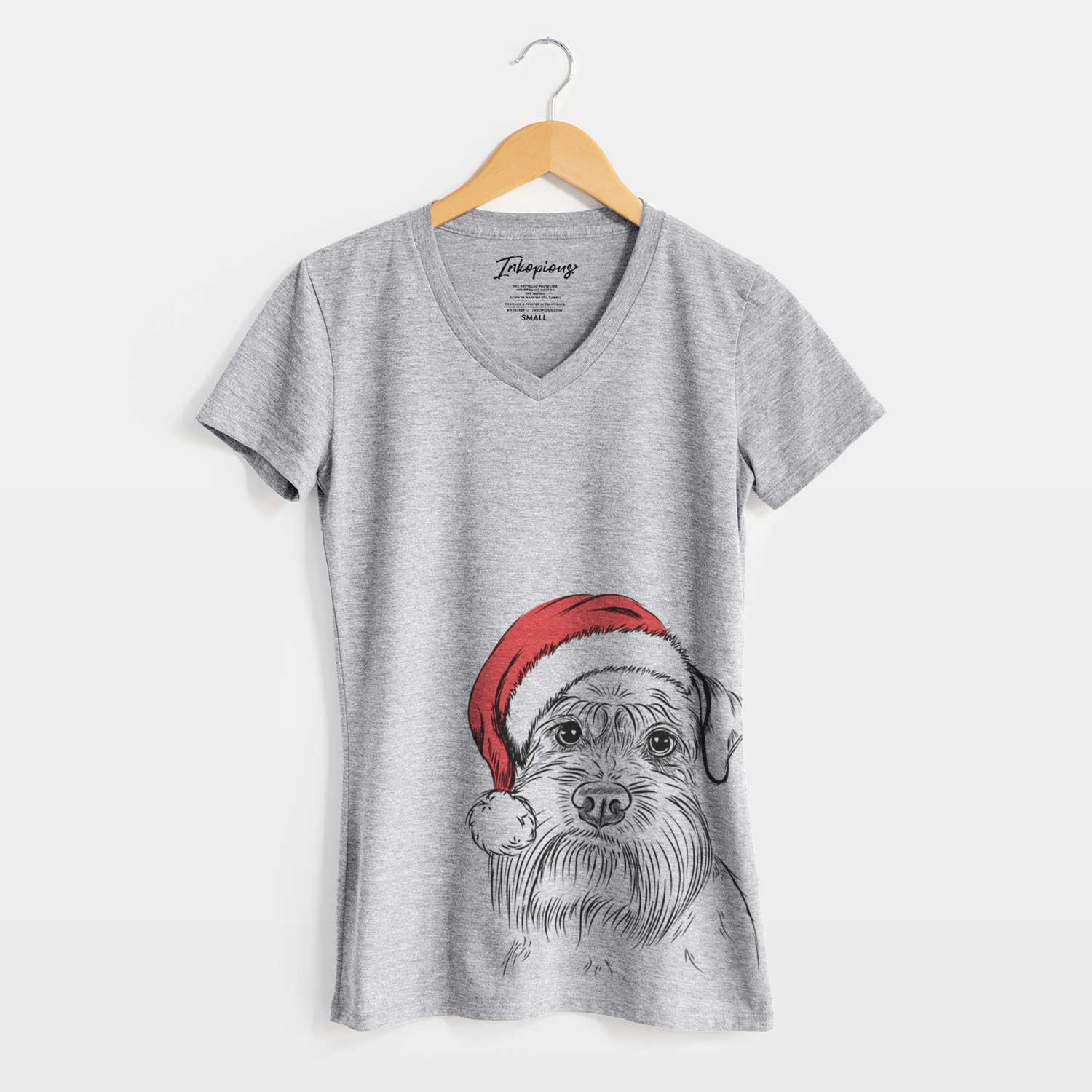 Santa Wrigley the Schnauzer - Women's V-neck Shirt