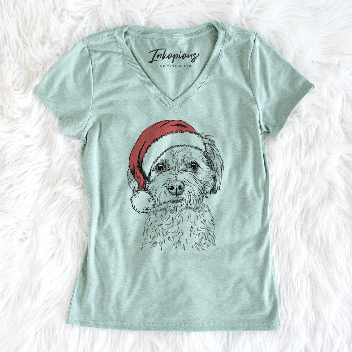 Santa Wyatt the Coton de Tulear - Women's V-neck Shirt