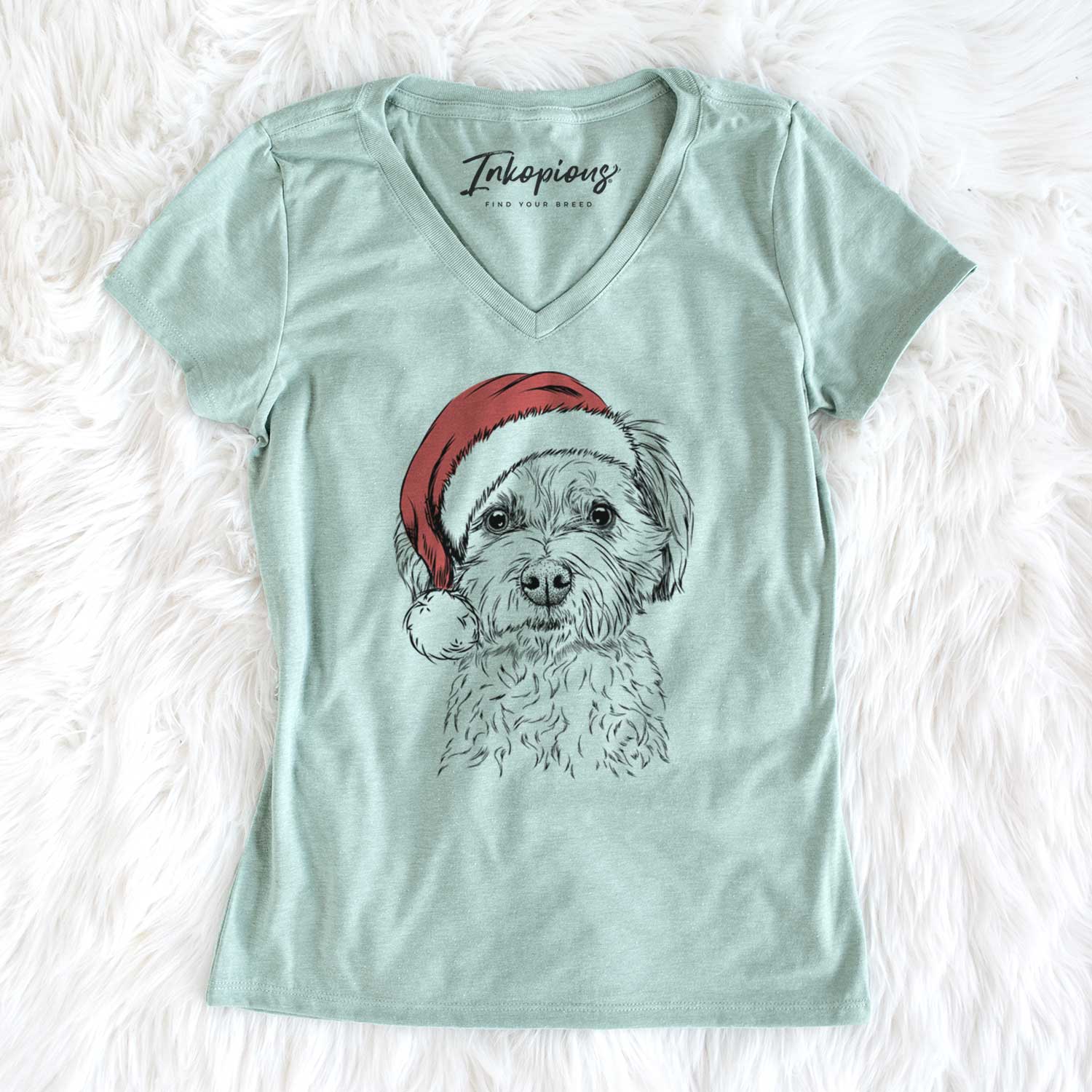 Santa Wyatt the Coton de Tulear - Women's V-neck Shirt