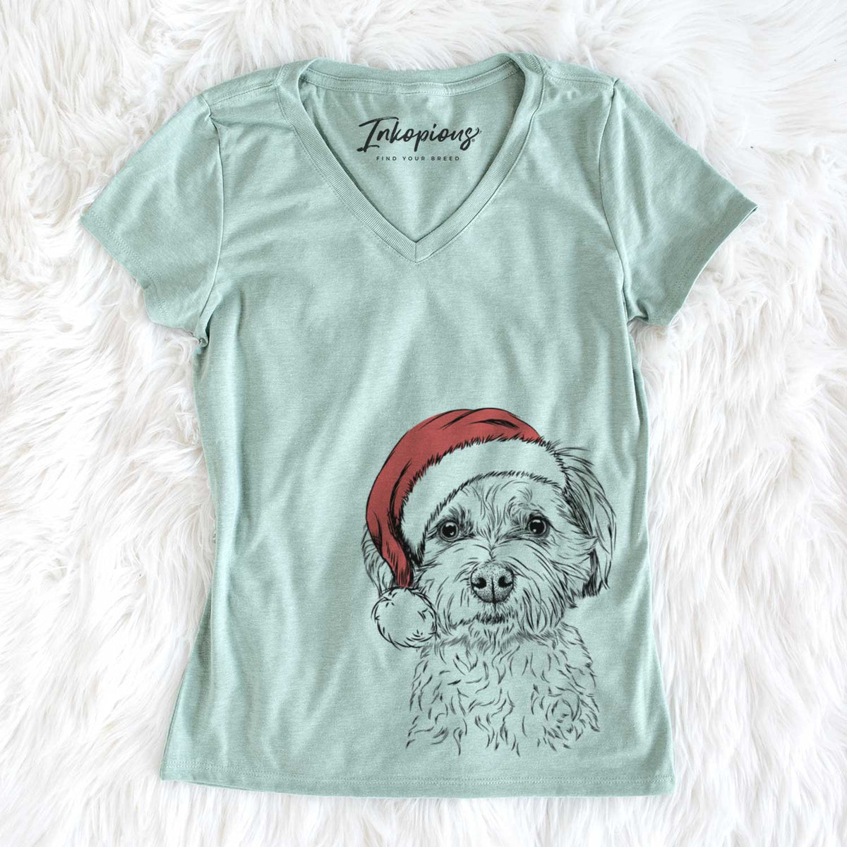 Santa Wyatt the Coton de Tulear - Women's V-neck Shirt