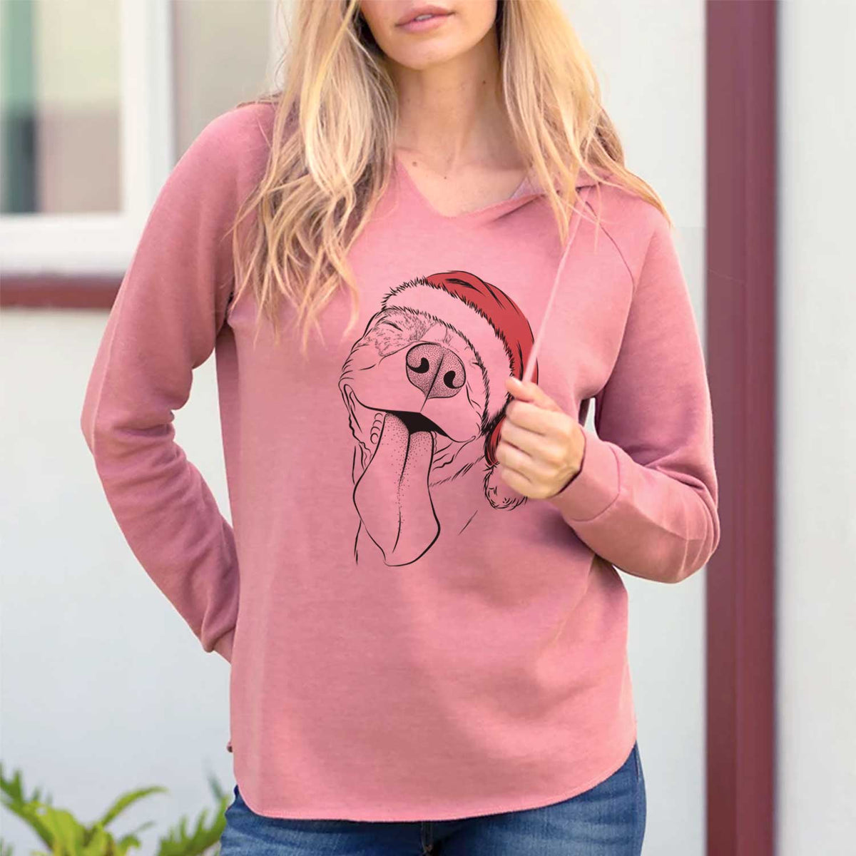 Santa Xena the American Staffordshire Terrier - Cali Wave Hooded Sweatshirt