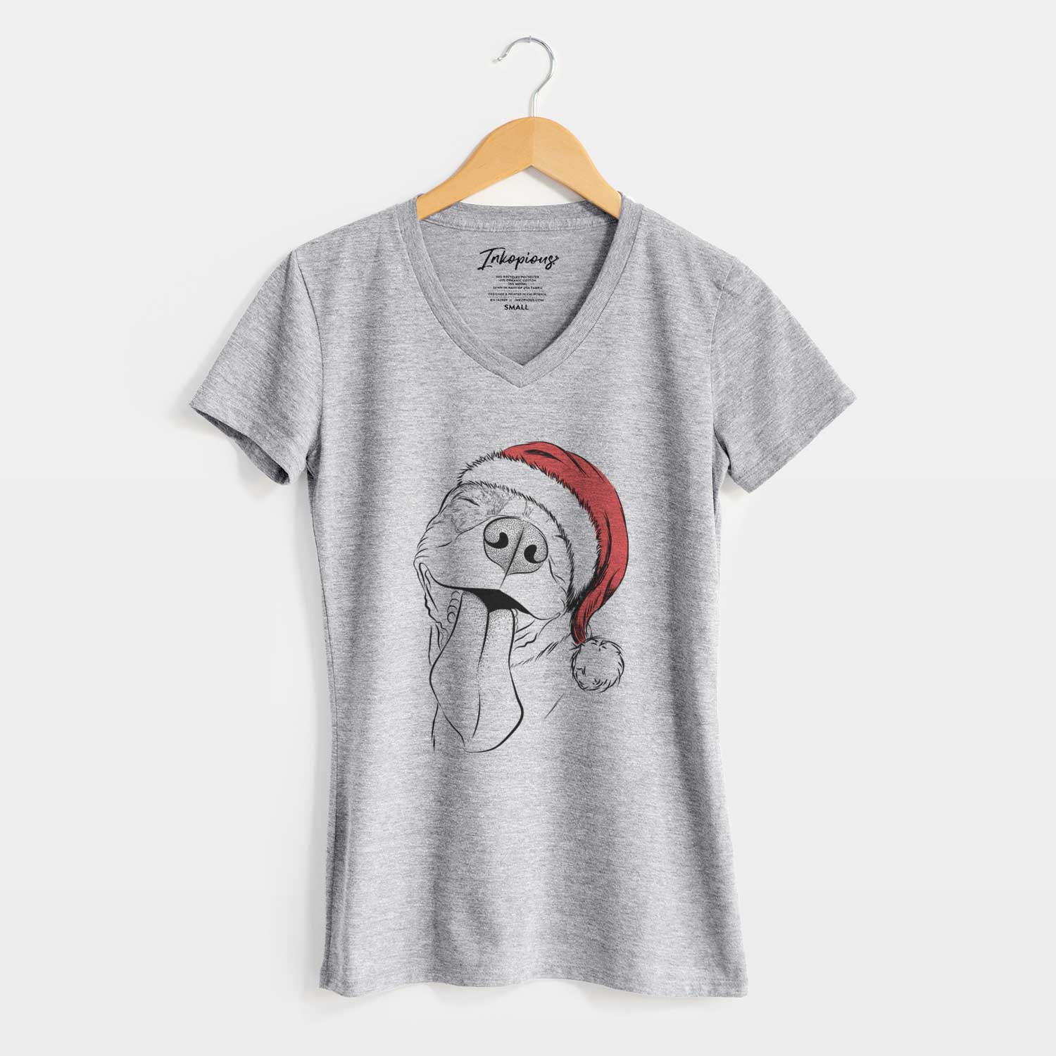 Santa Xena the American Staffordshire Terrier - Women's V-neck Shirt