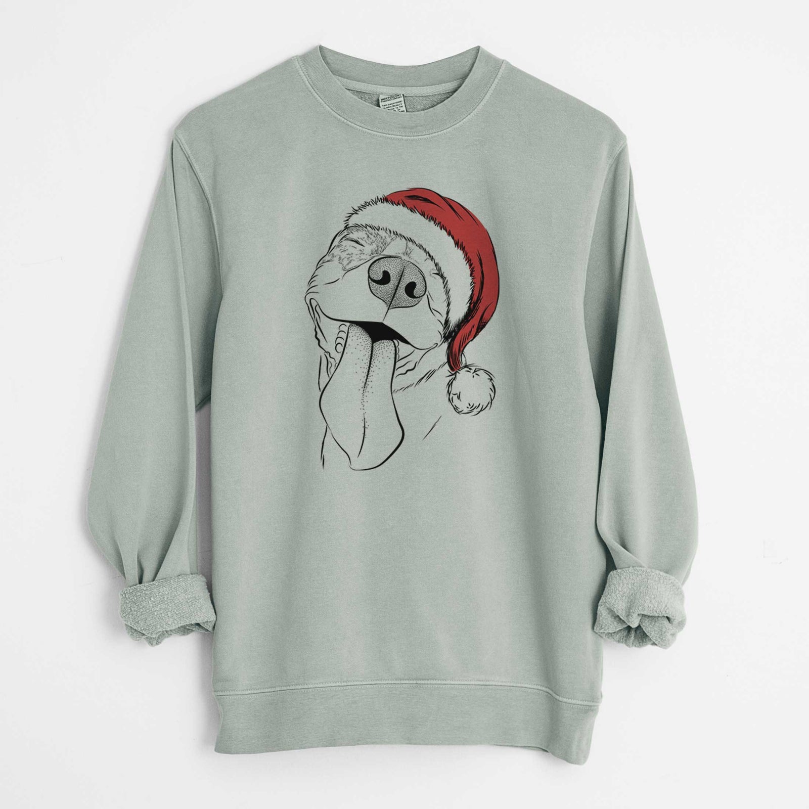 Santa Xena the American Staffordshire Terrier - Unisex Pigment Dyed Crew Sweatshirt