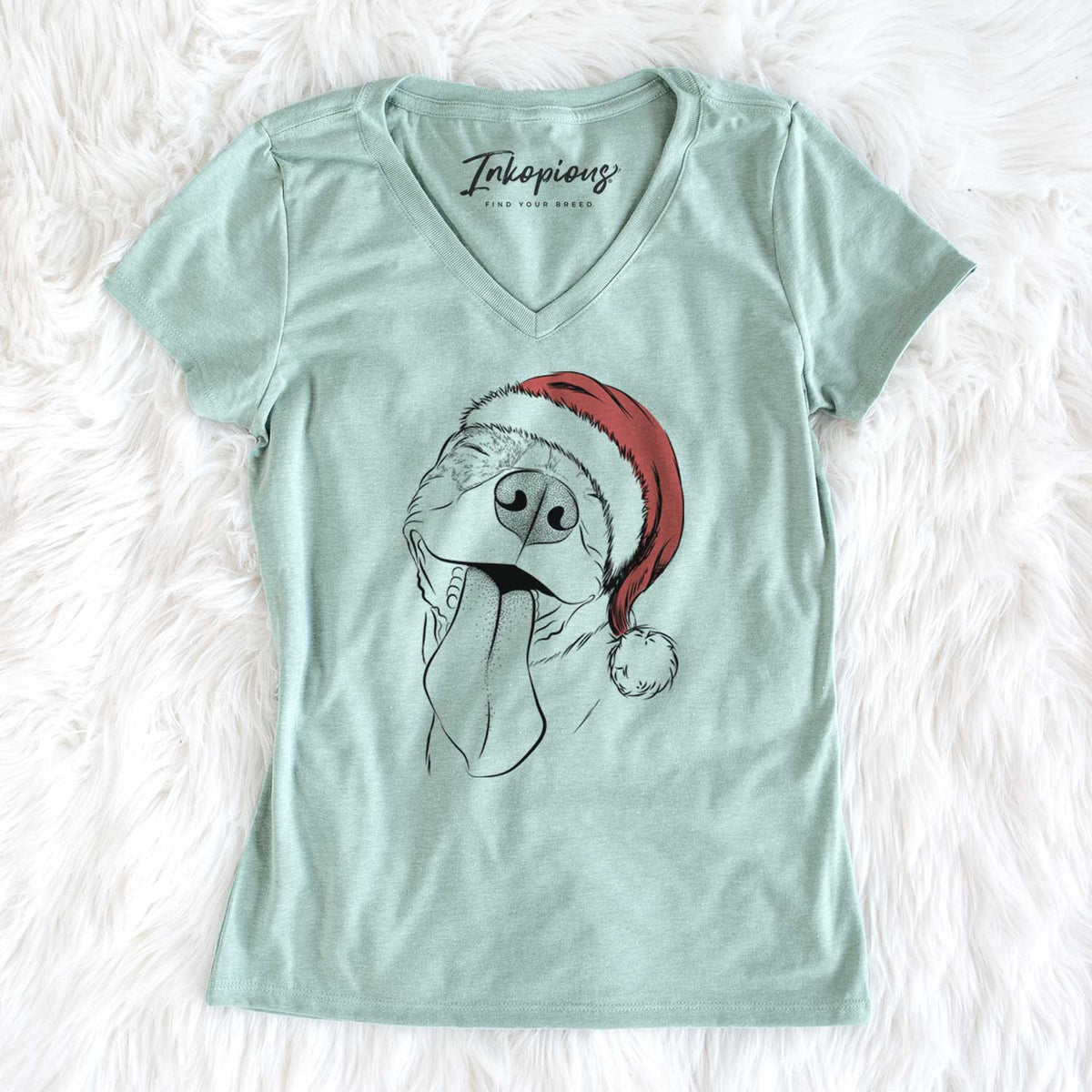 Santa Xena the American Staffordshire Terrier - Women's V-neck Shirt
