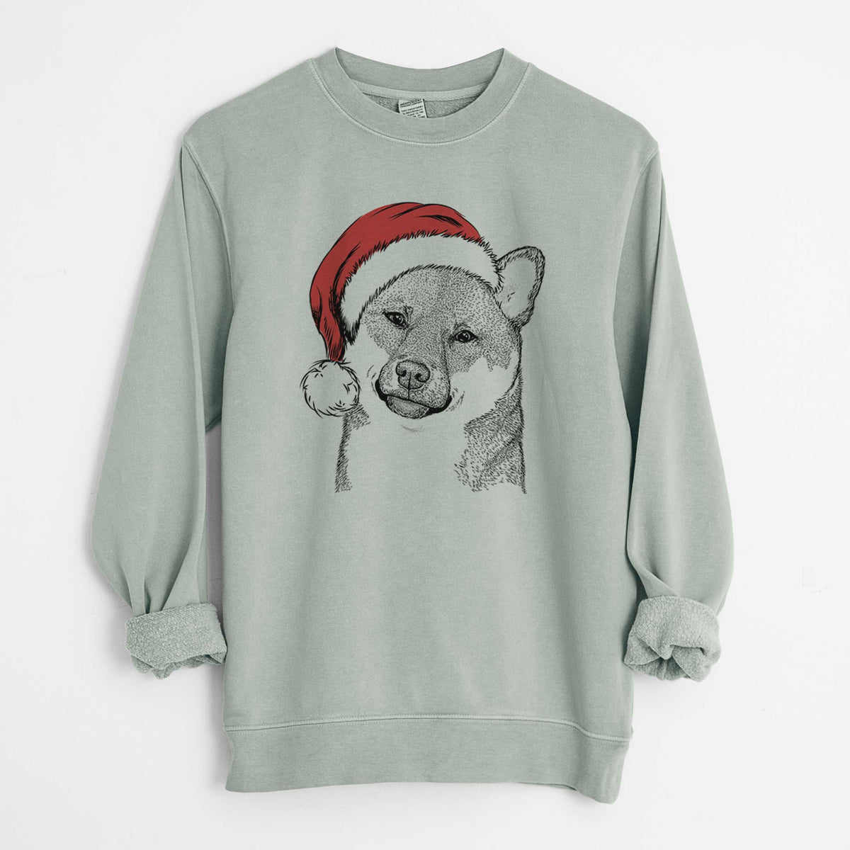 Santa Yakuza the Shiba Inu - Unisex Pigment Dyed Crew Sweatshirt