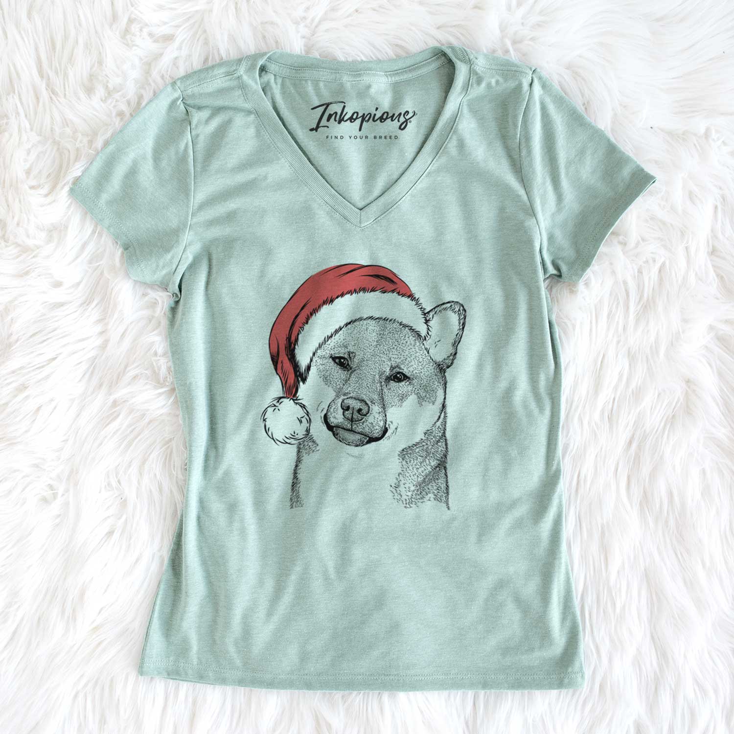 Santa Yakuza the Shiba Inu - Women's V-neck Shirt