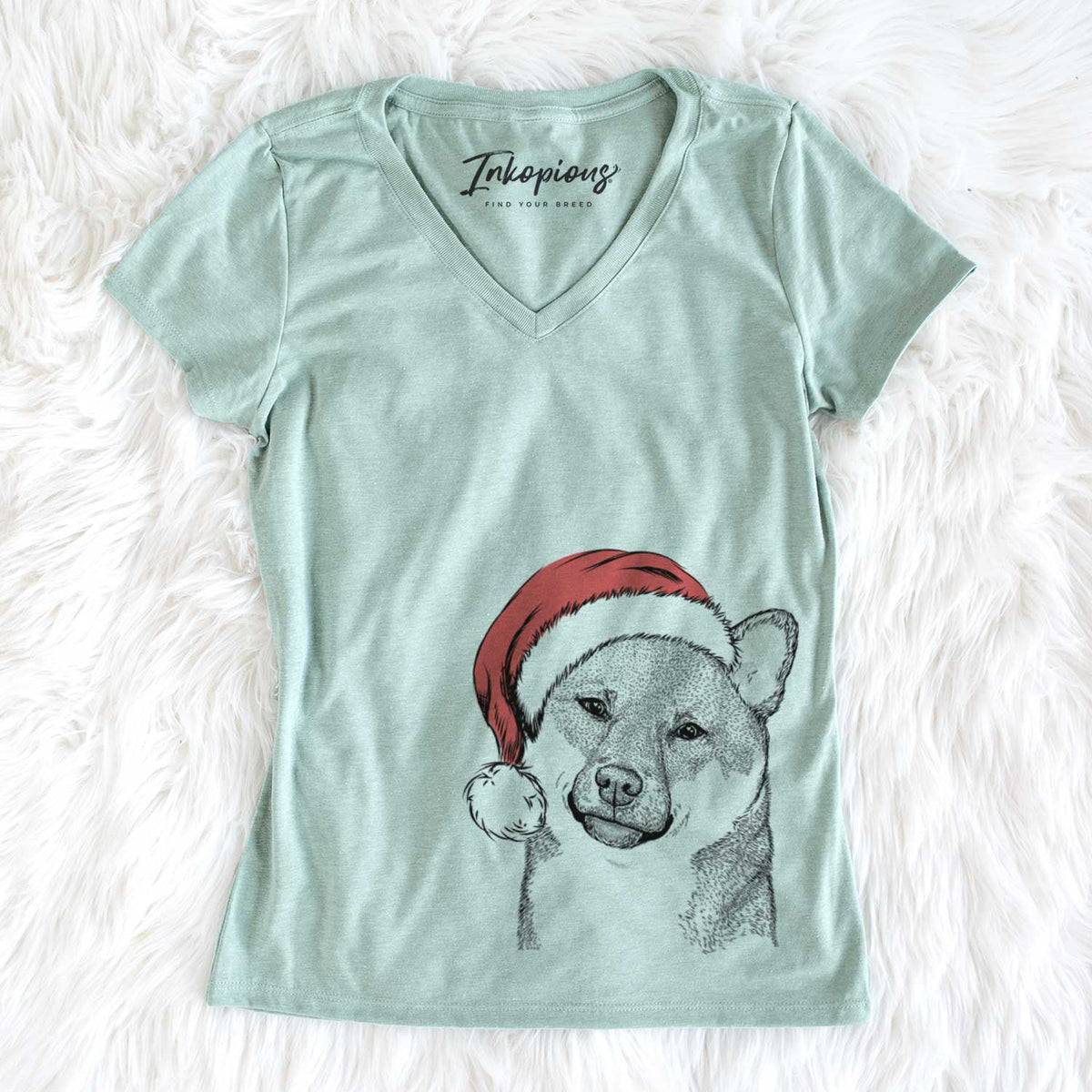 Santa Yakuza the Shiba Inu - Women's V-neck Shirt