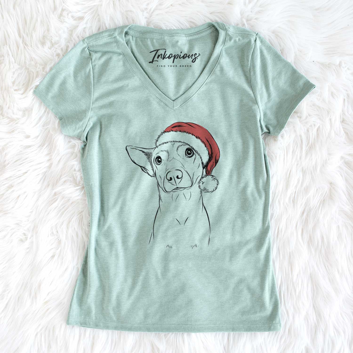 Santa Yogi the Mixed Breed - Women's V-neck Shirt