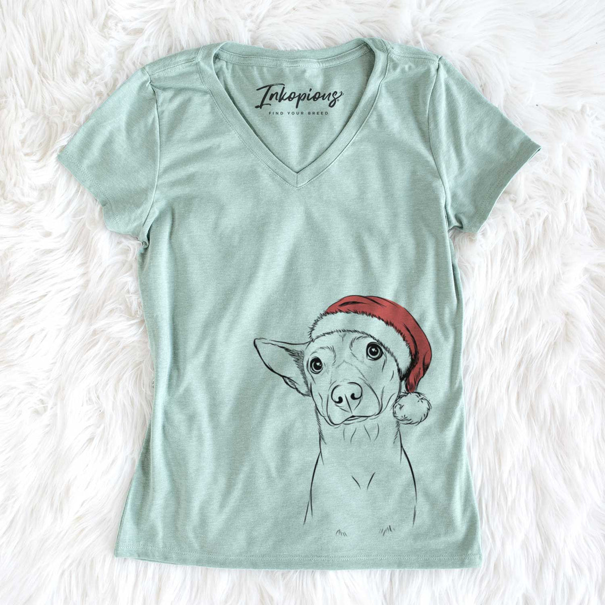 Santa Yogi the Mixed Breed - Women&#39;s V-neck Shirt