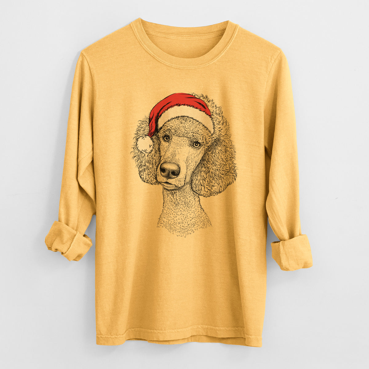 Santa Yuki the Poodle - Heavyweight 100% Cotton Long Sleeve