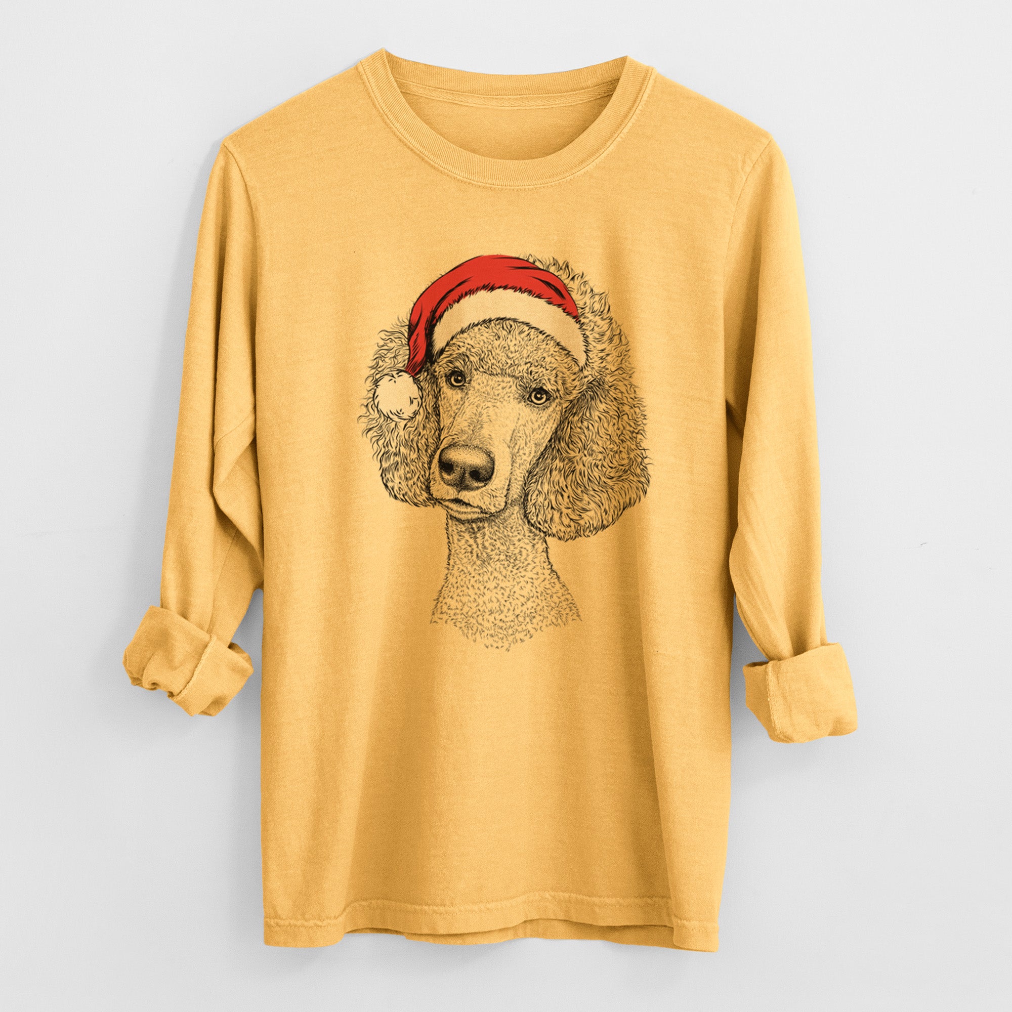 Santa Yuki the Poodle - Heavyweight 100% Cotton Long Sleeve