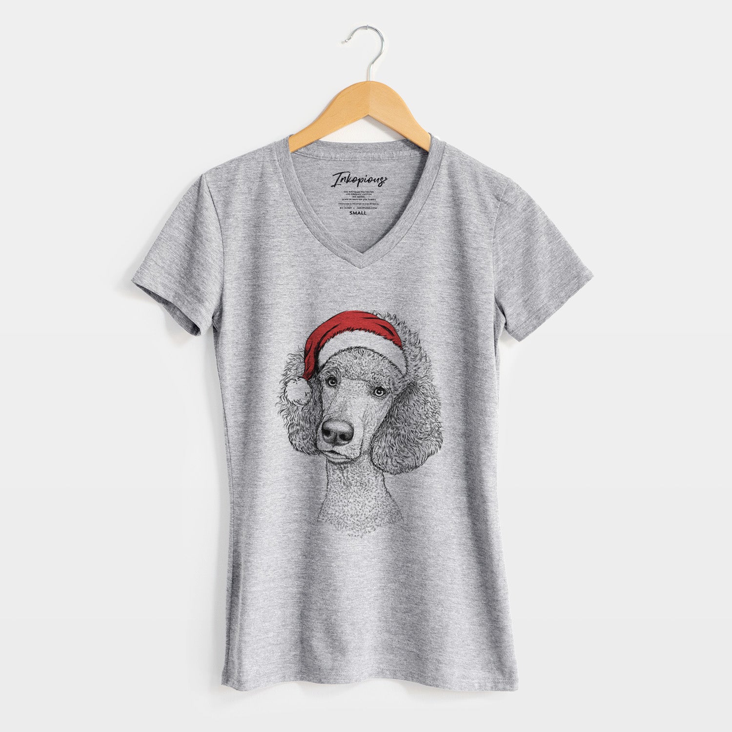 Santa Yuki the Poodle - Women's Perfect V-neck Shirt