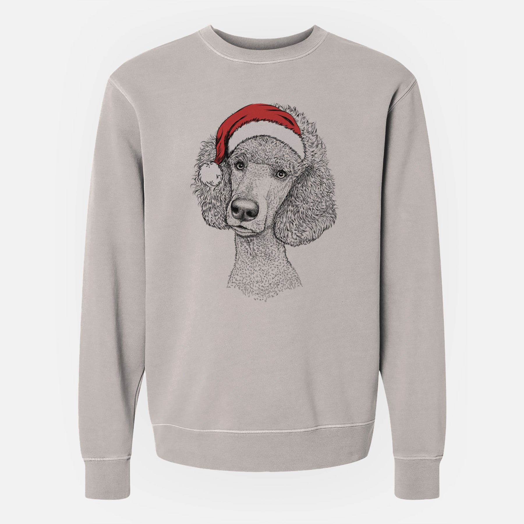 Santa Yuki the Poodle - Unisex Pigment Dyed Crew Sweatshirt