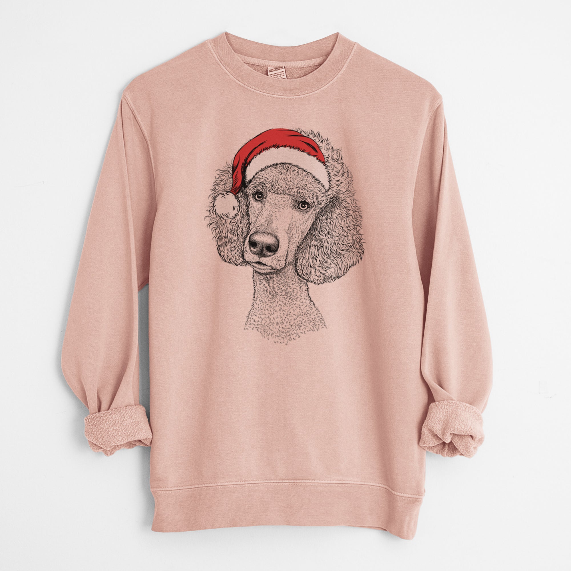 Santa Yuki the Poodle - Unisex Pigment Dyed Crew Sweatshirt