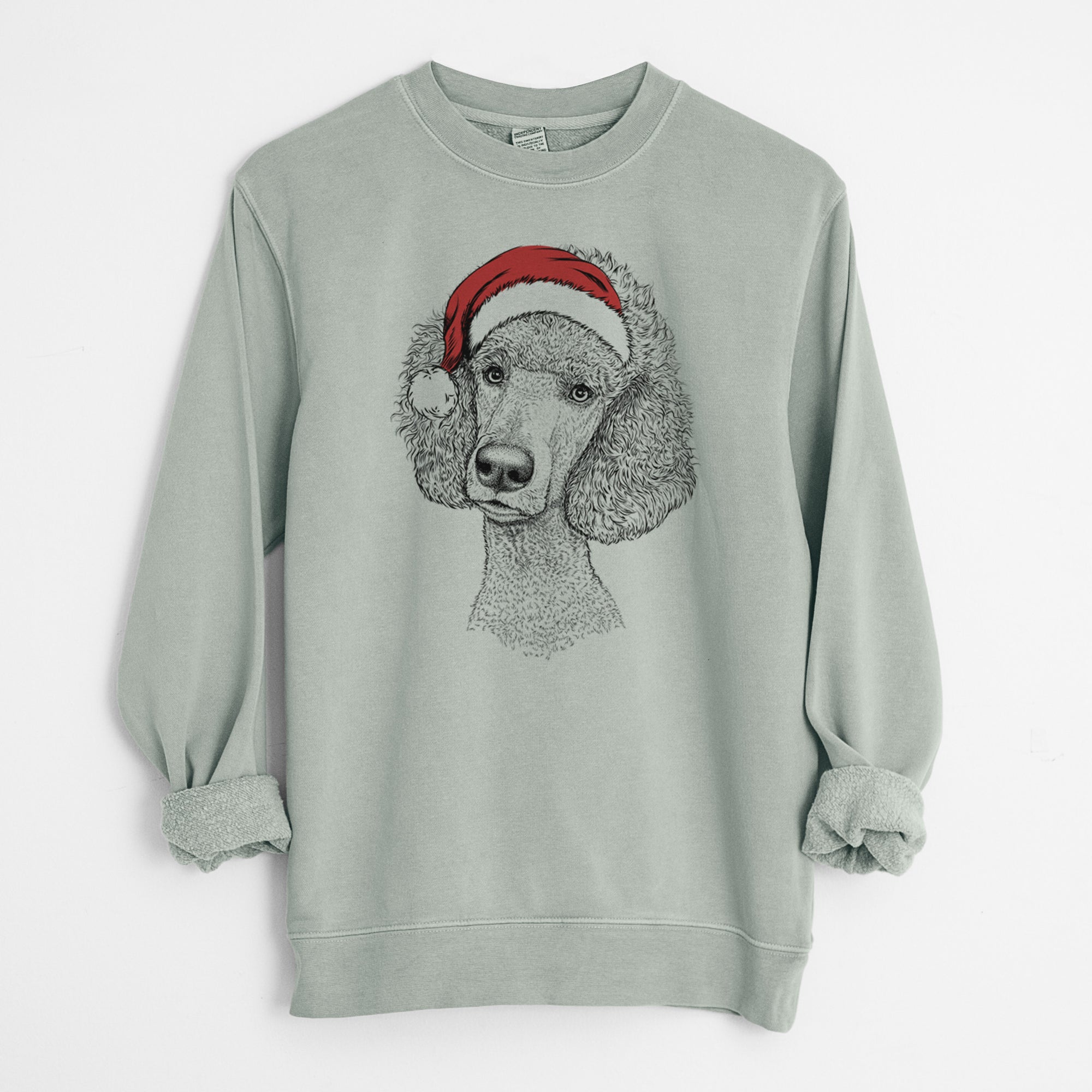 Santa Yuki the Poodle - Unisex Pigment Dyed Crew Sweatshirt