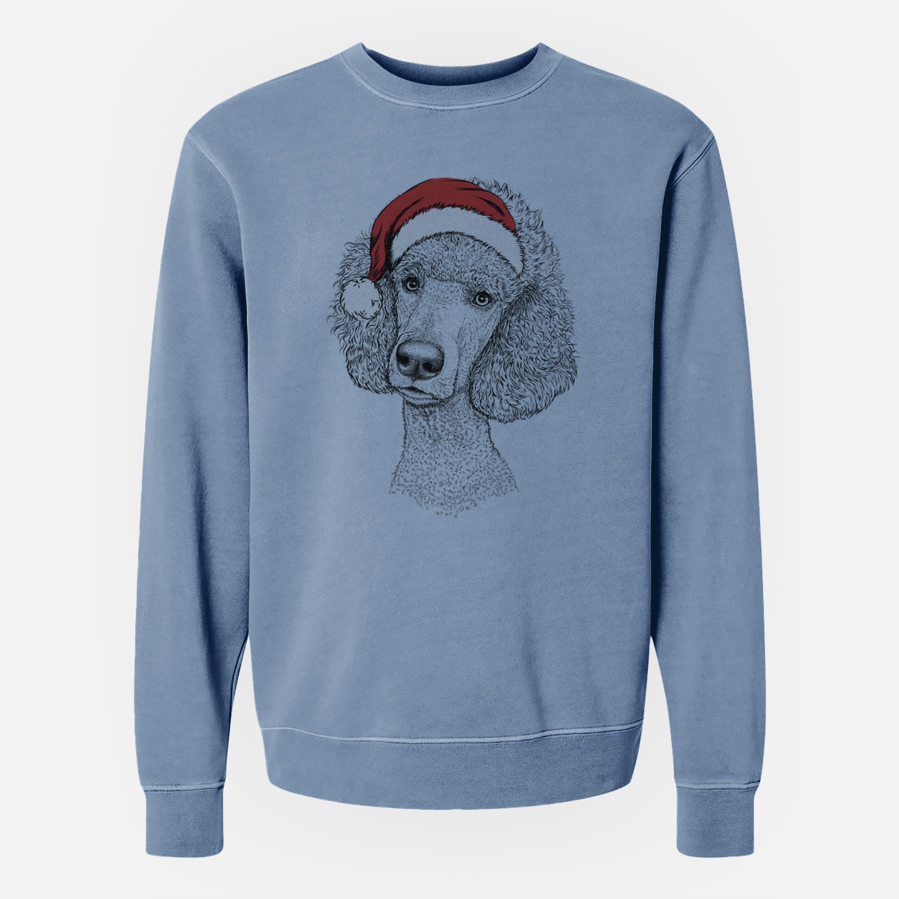 Santa Yuki the Poodle - Unisex Pigment Dyed Crew Sweatshirt