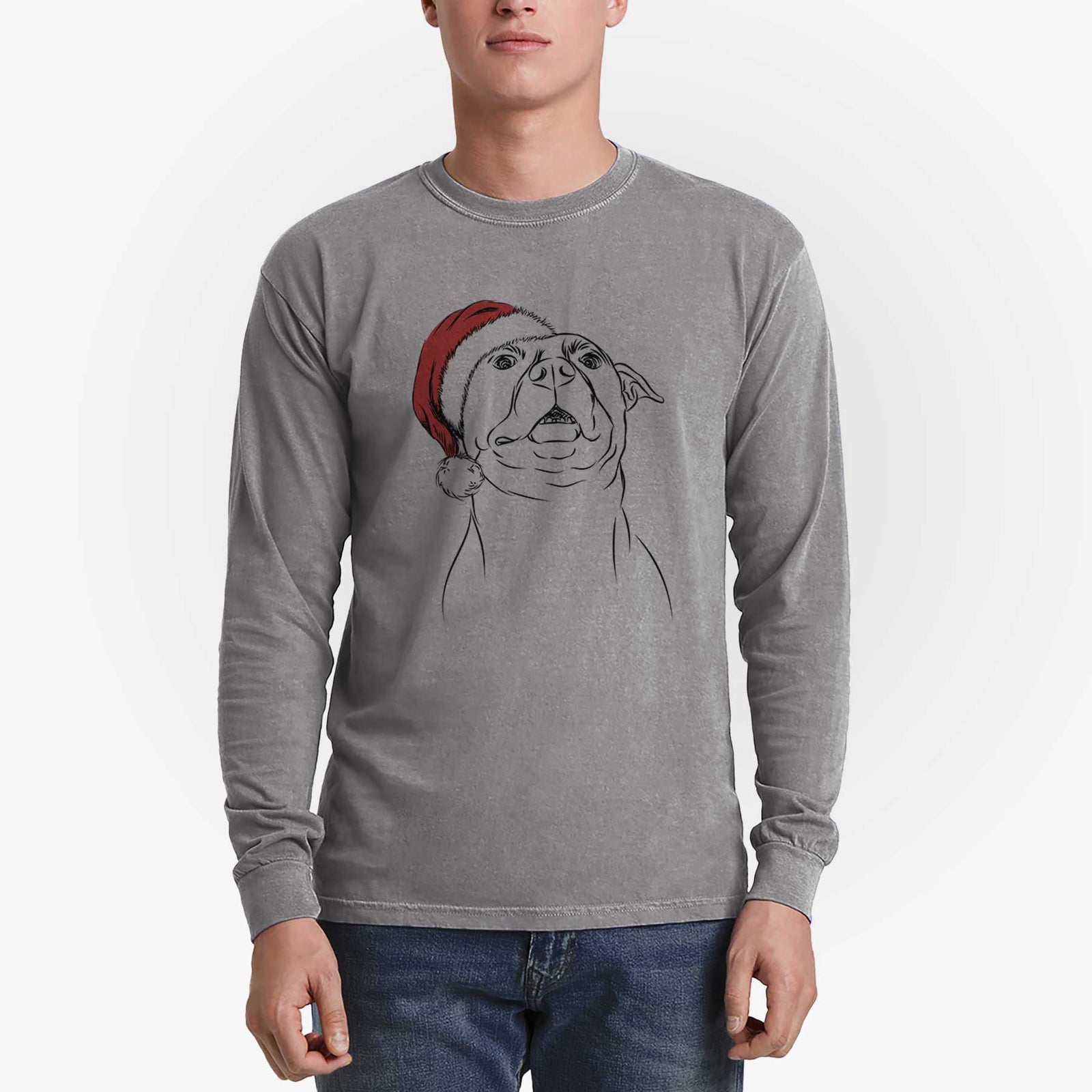 Santa Zada the Pitbull - Heavyweight 100% Cotton Long Sleeve