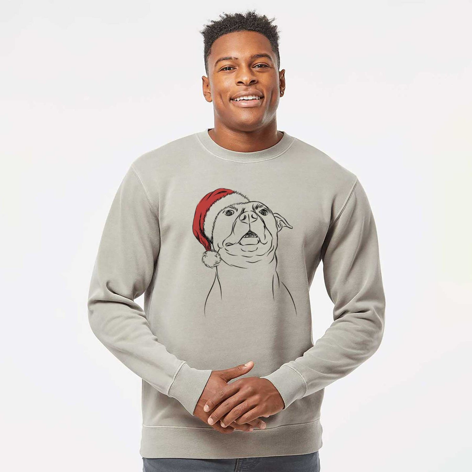 Santa Zada the Pitbull - Unisex Pigment Dyed Crew Sweatshirt