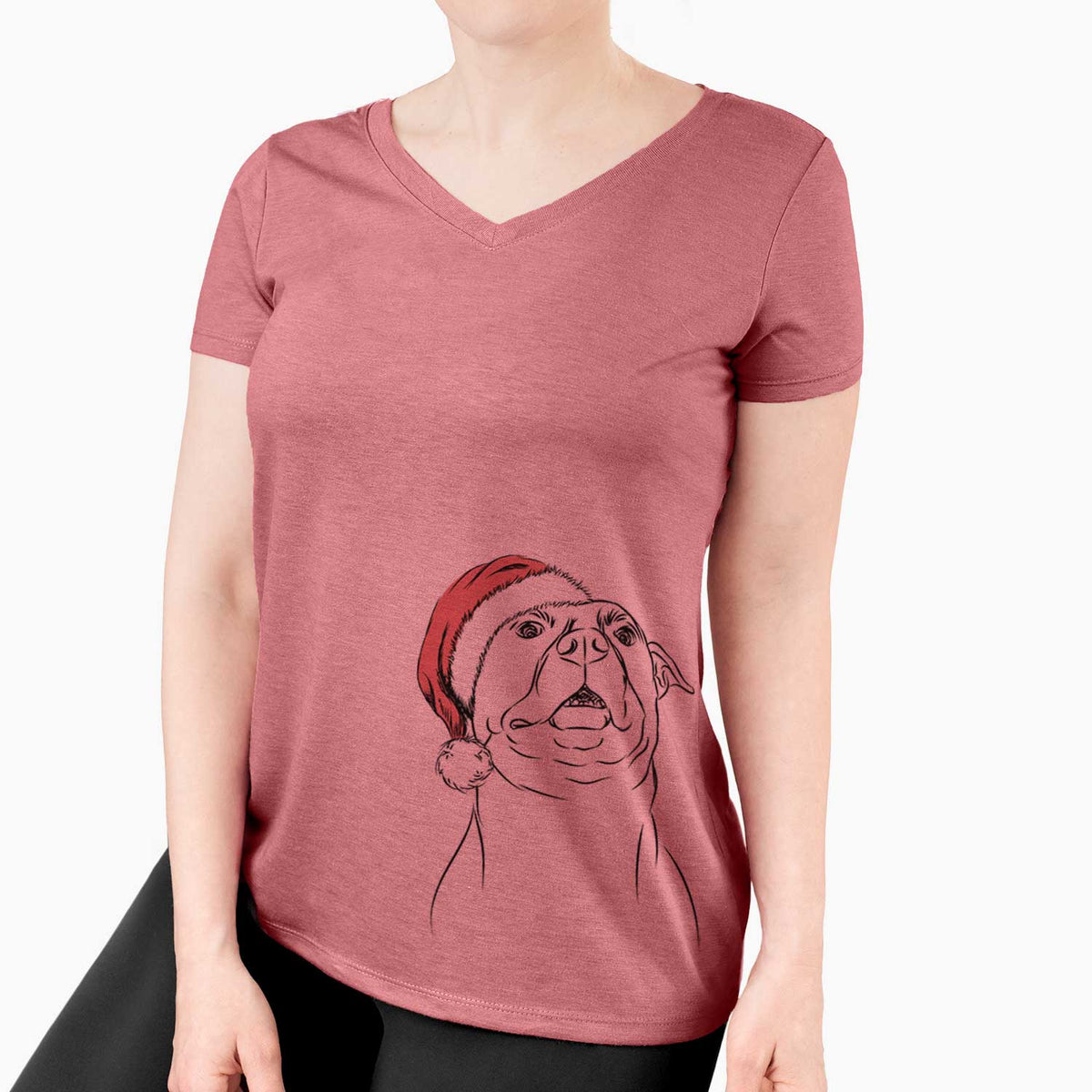 Santa Zada the Pitbull - Women's V-neck Shirt