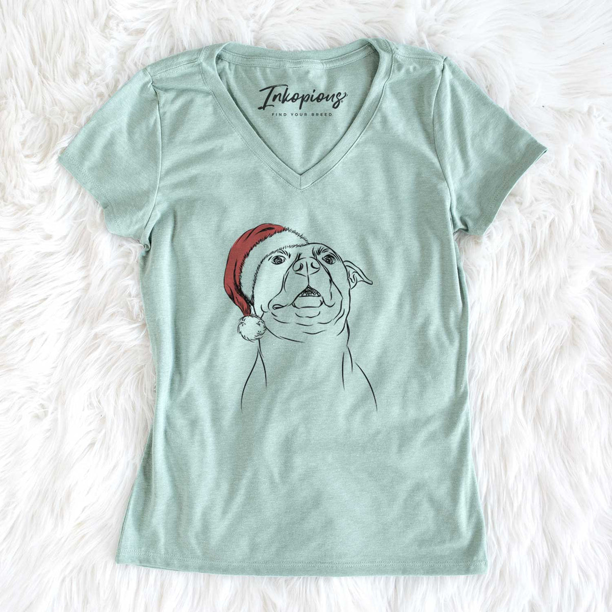 Santa Zada the Pitbull - Women's V-neck Shirt