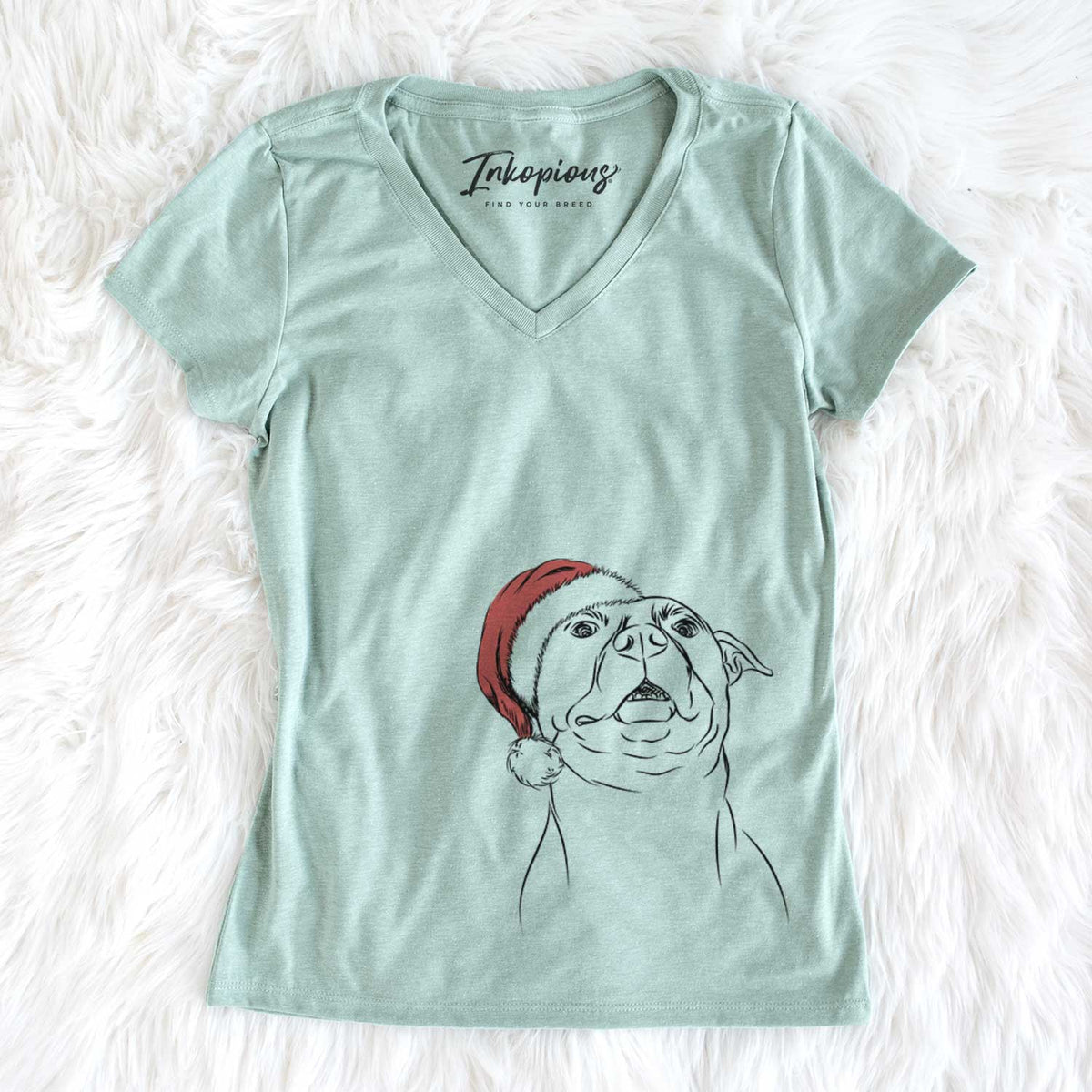 Santa Zada the Pitbull - Women's V-neck Shirt