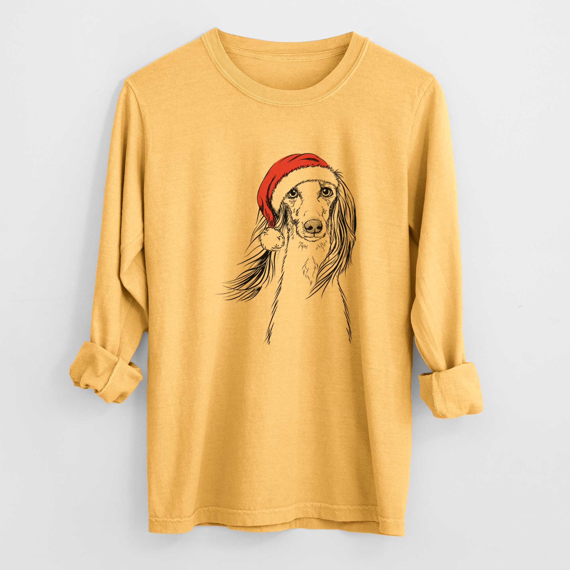 Santa Zahra the Saluki - Heavyweight 100% Cotton Long Sleeve